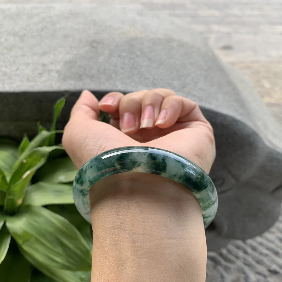 圈口54.2-11.5-8 【冰飘花正圈手镯】正圈54 55可戴