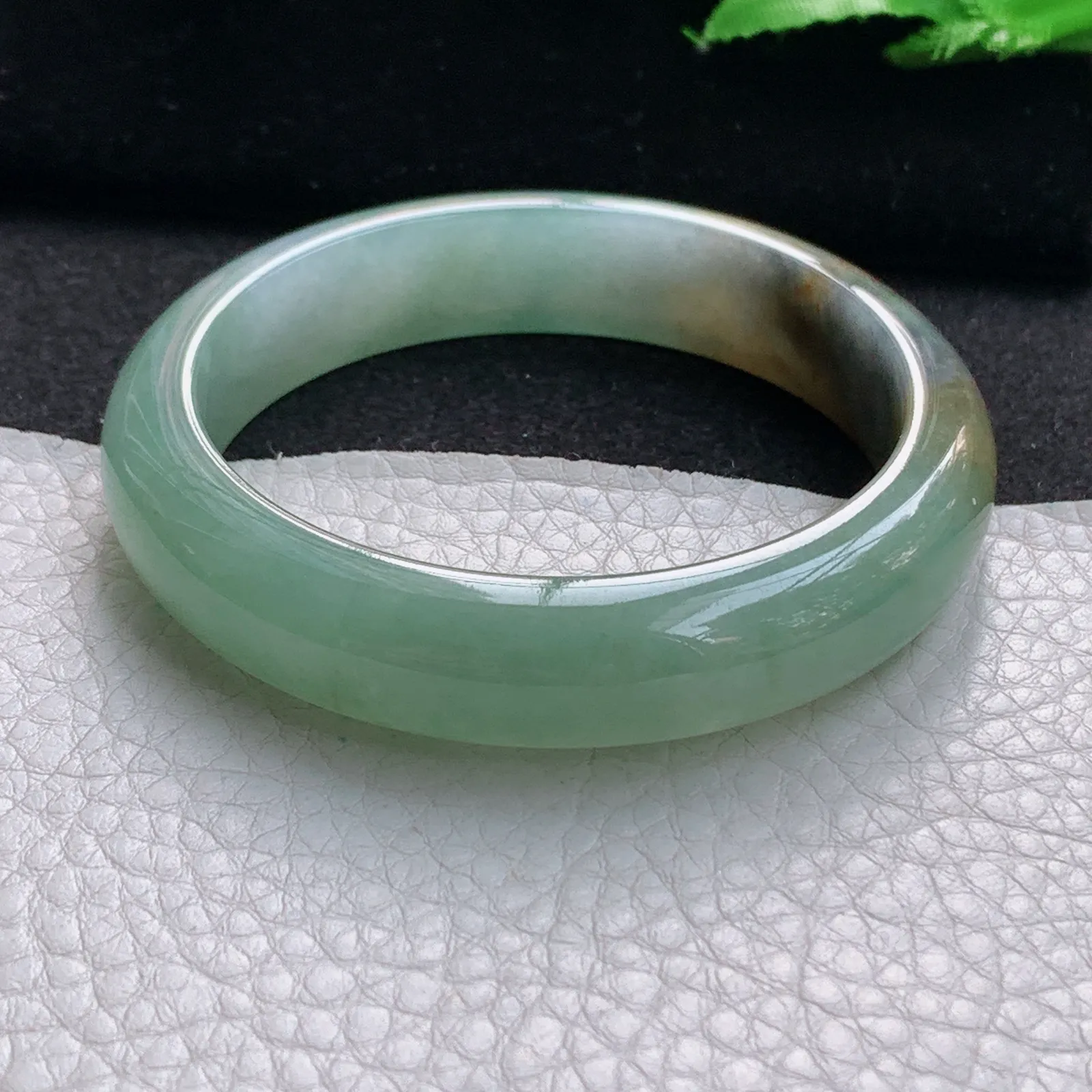 h实拍55*12.8*7.8平安镯 缅甸翡翠a货玉手镯冰胶文艺复古宽边玉手环