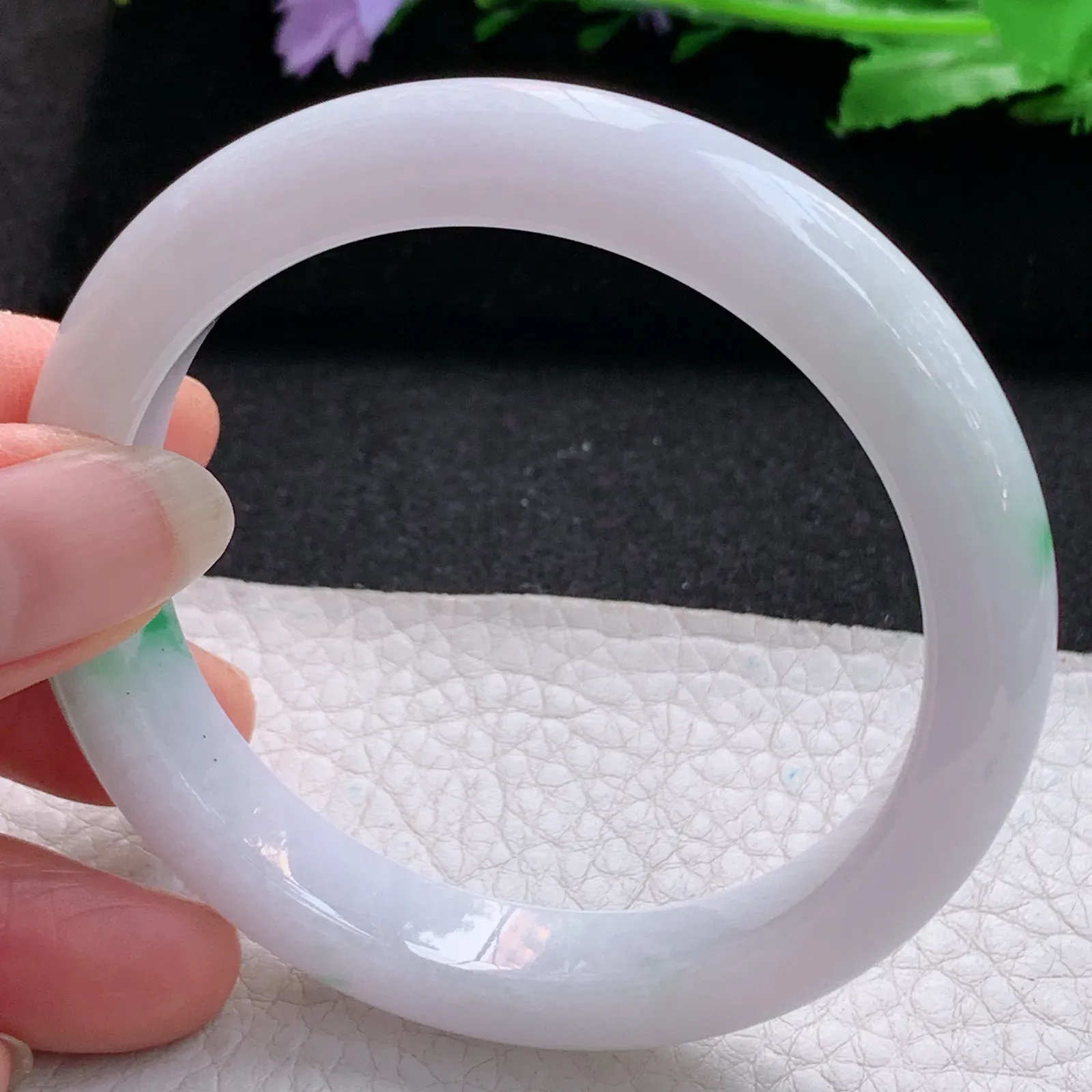 ss实拍56*10.7*8.2平安镯 缅甸翡翠a货玉手镯飘绿清爽宽边玉手环