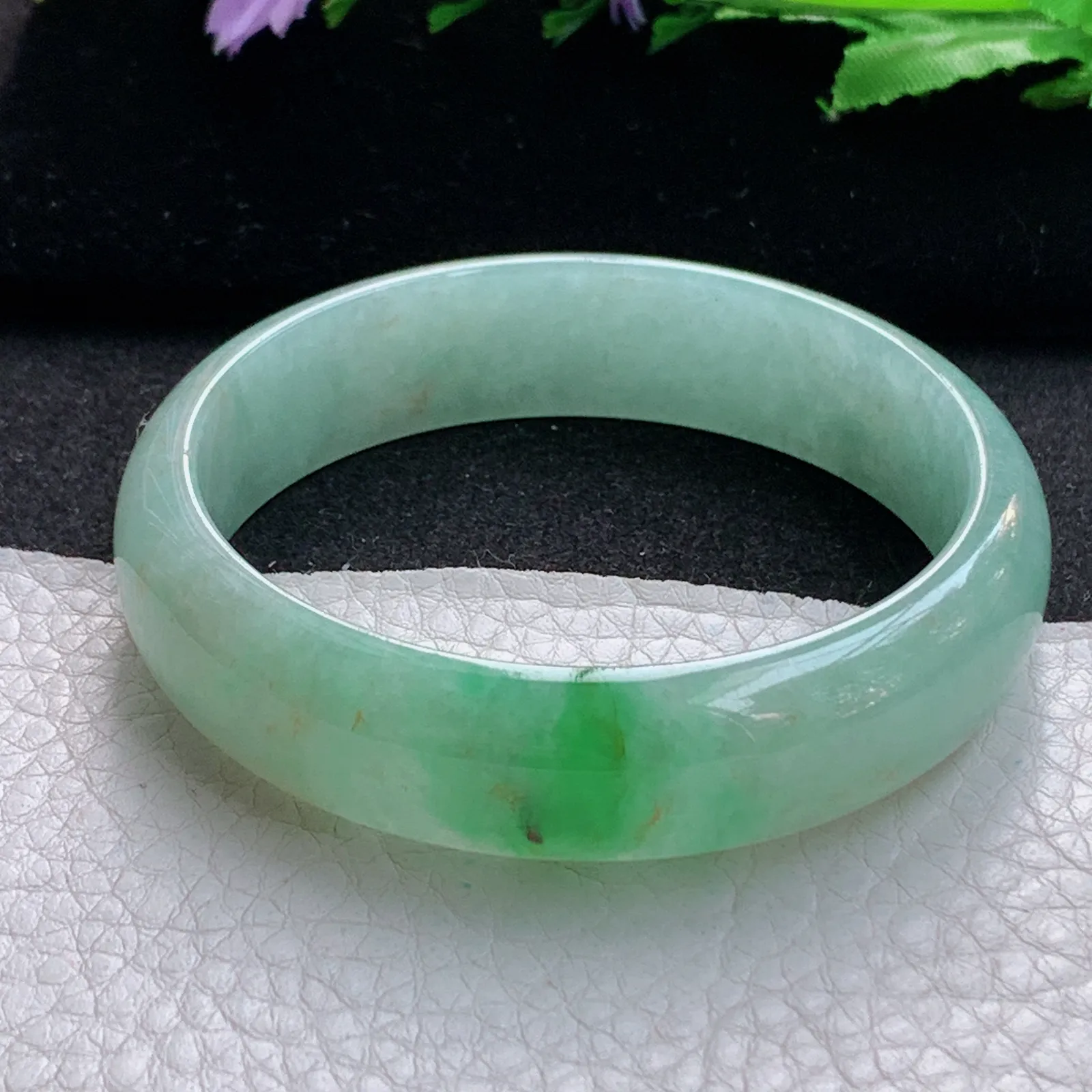 ss实拍56.5*14.8*6.5平安镯 缅甸翡翠a货玉手镯飘绿清爽宽边玉手环