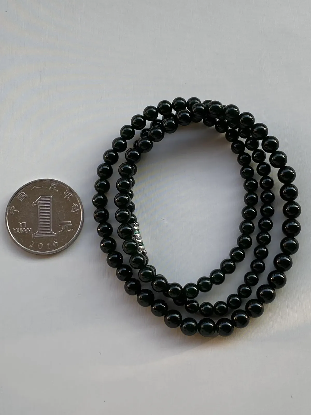 墨翠【108颗珠链】细腻干净、黑度好，性价比高，雕工精湛，打灯透绿.