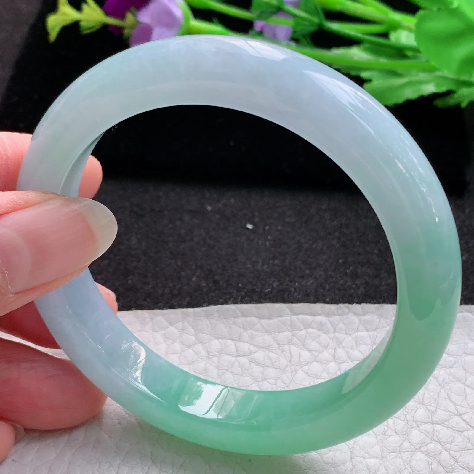 hf收藏级58*11.7*8.8平安镯 缅甸翡翠a货玉手镯冰双彩宽边玉手环