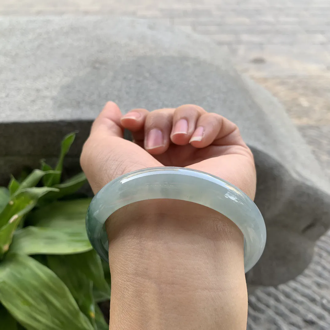 圈口57.8-12.5-7.8 【冰瓜绿正圈手镯】正圈57 58可戴