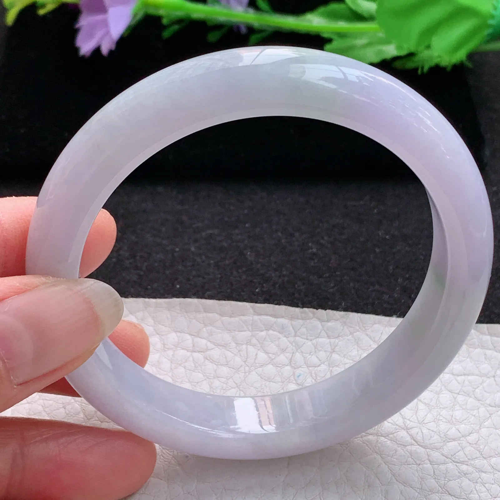 ay实拍59*12.5*8.5平安镯 缅甸翡翠a货玉手镯淡春带彩宽边玉手环