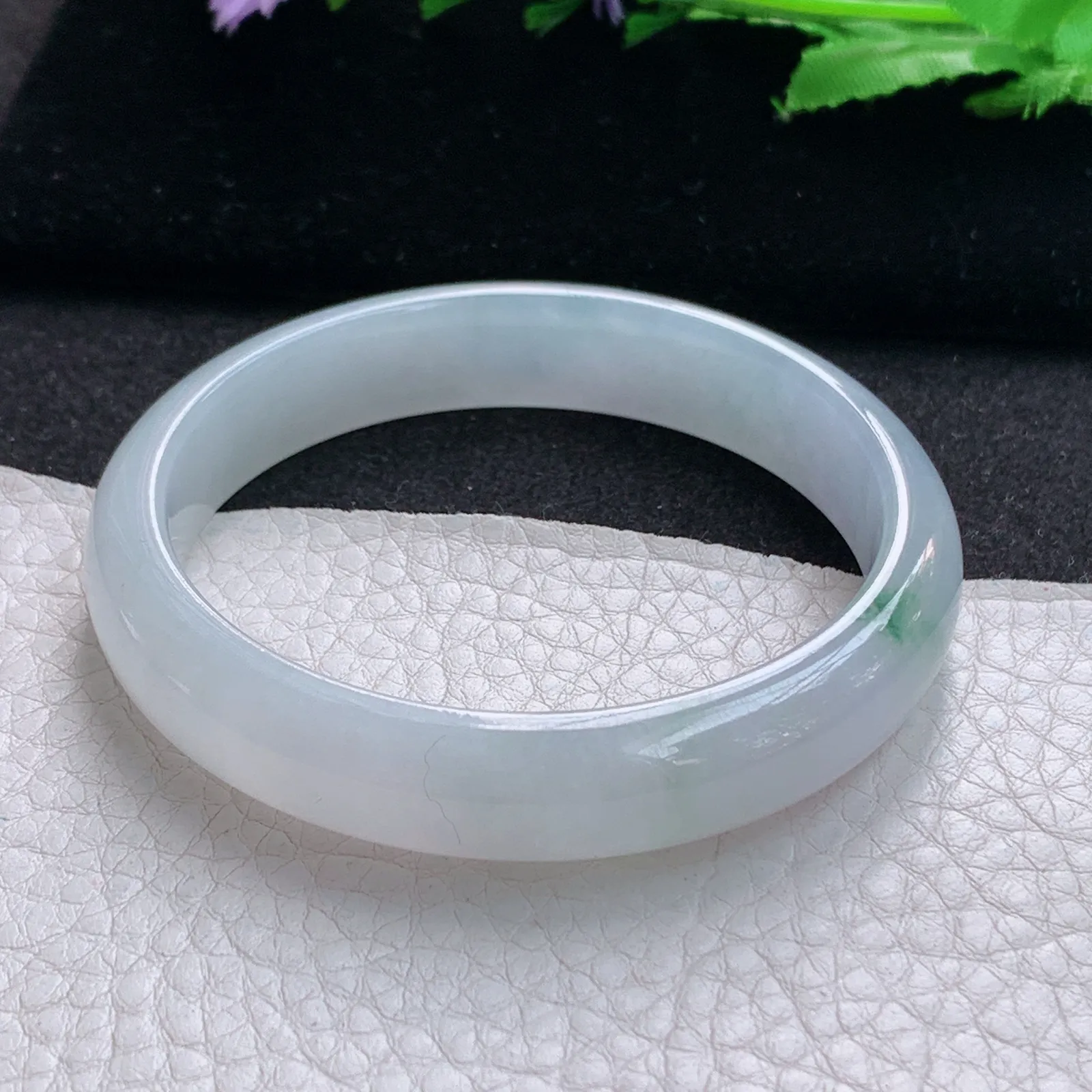 ay实拍55*11.8*7平安镯 缅甸翡翠a货玉手镯清爽飘花宽边玉手环