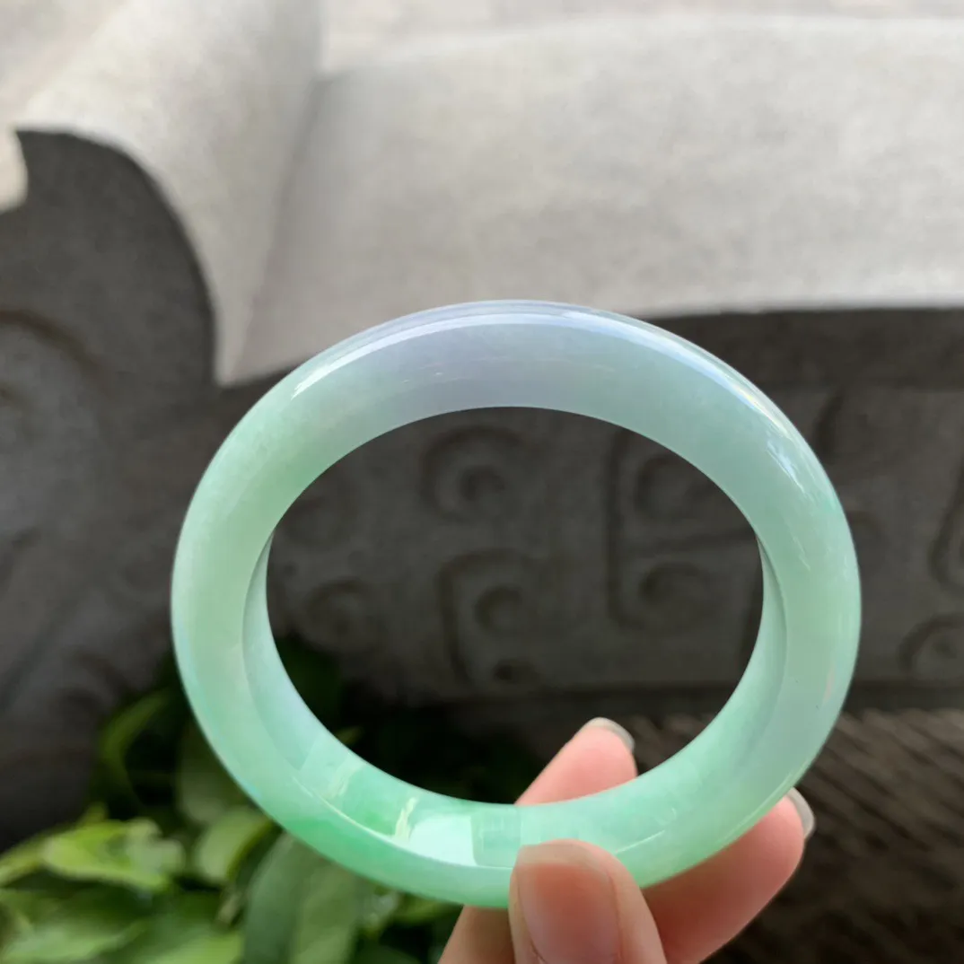 圈口 57.4-12.5-9【阳绿正圈手镯】正圈57 58可戴