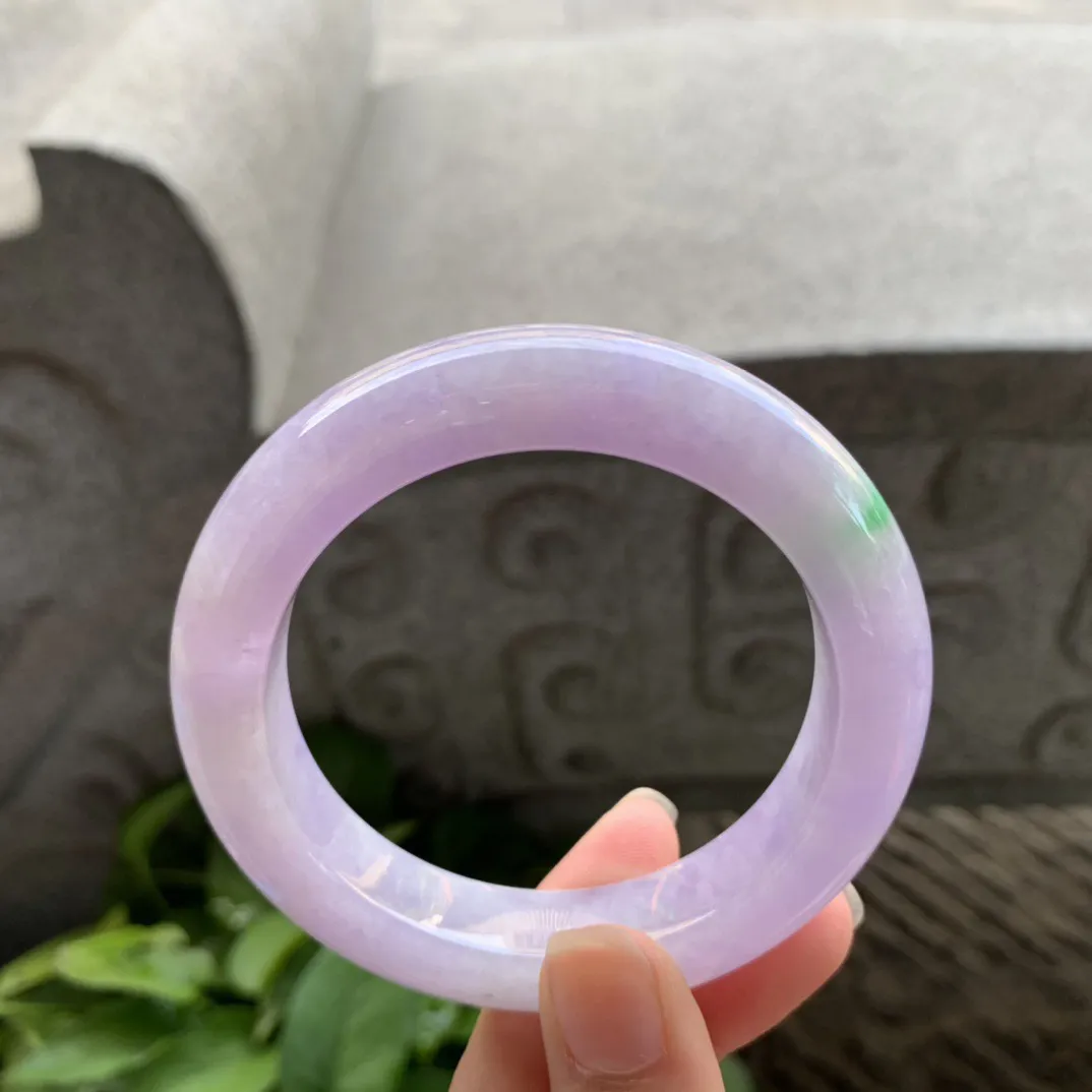 圈口55.7-12.7-10.4 【紫底飘绿正圈手镯】正圈55 56可戴