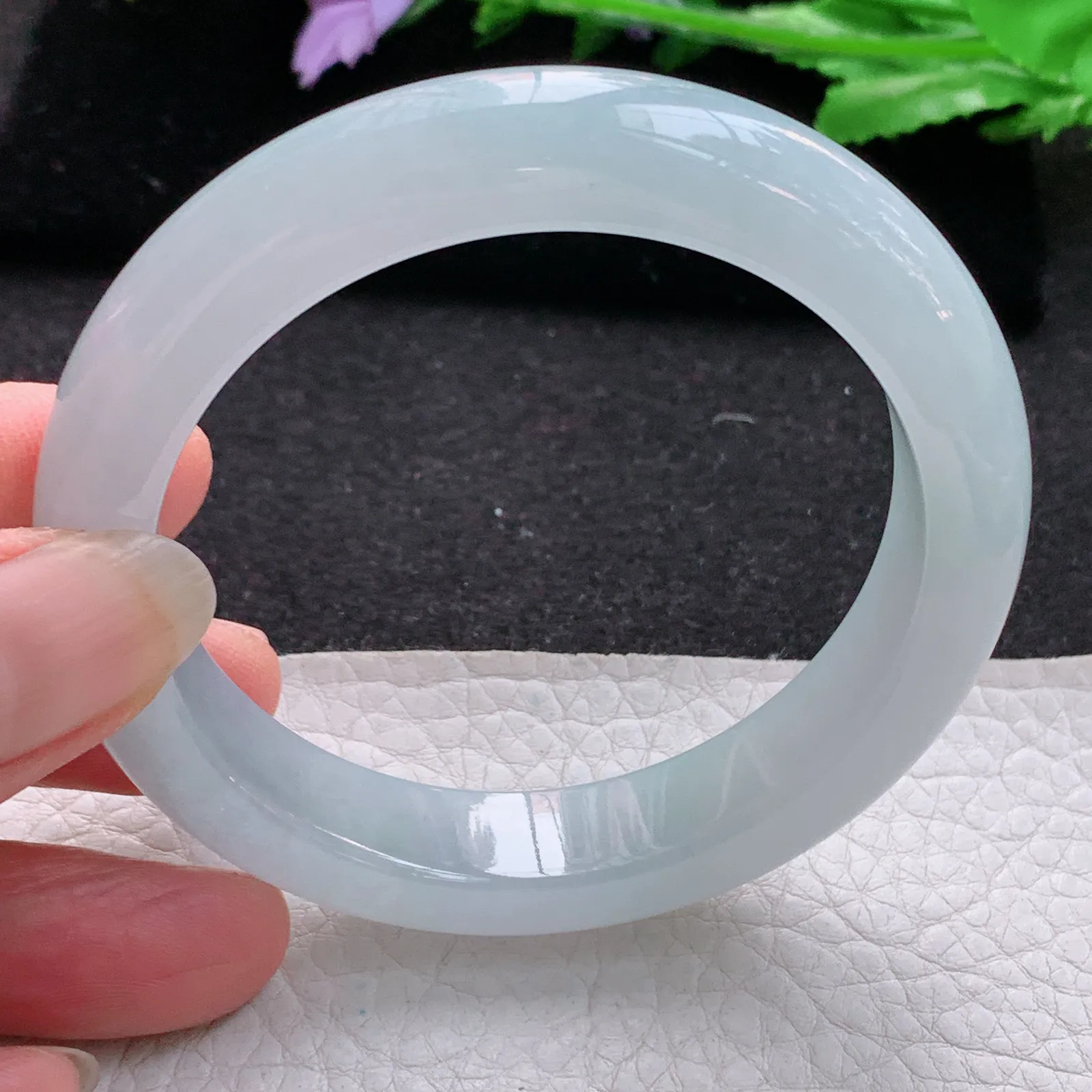 xo实拍56*12*8.8平安镯 缅甸翡翠a货玉手镯天空蓝韵宽边玉手环