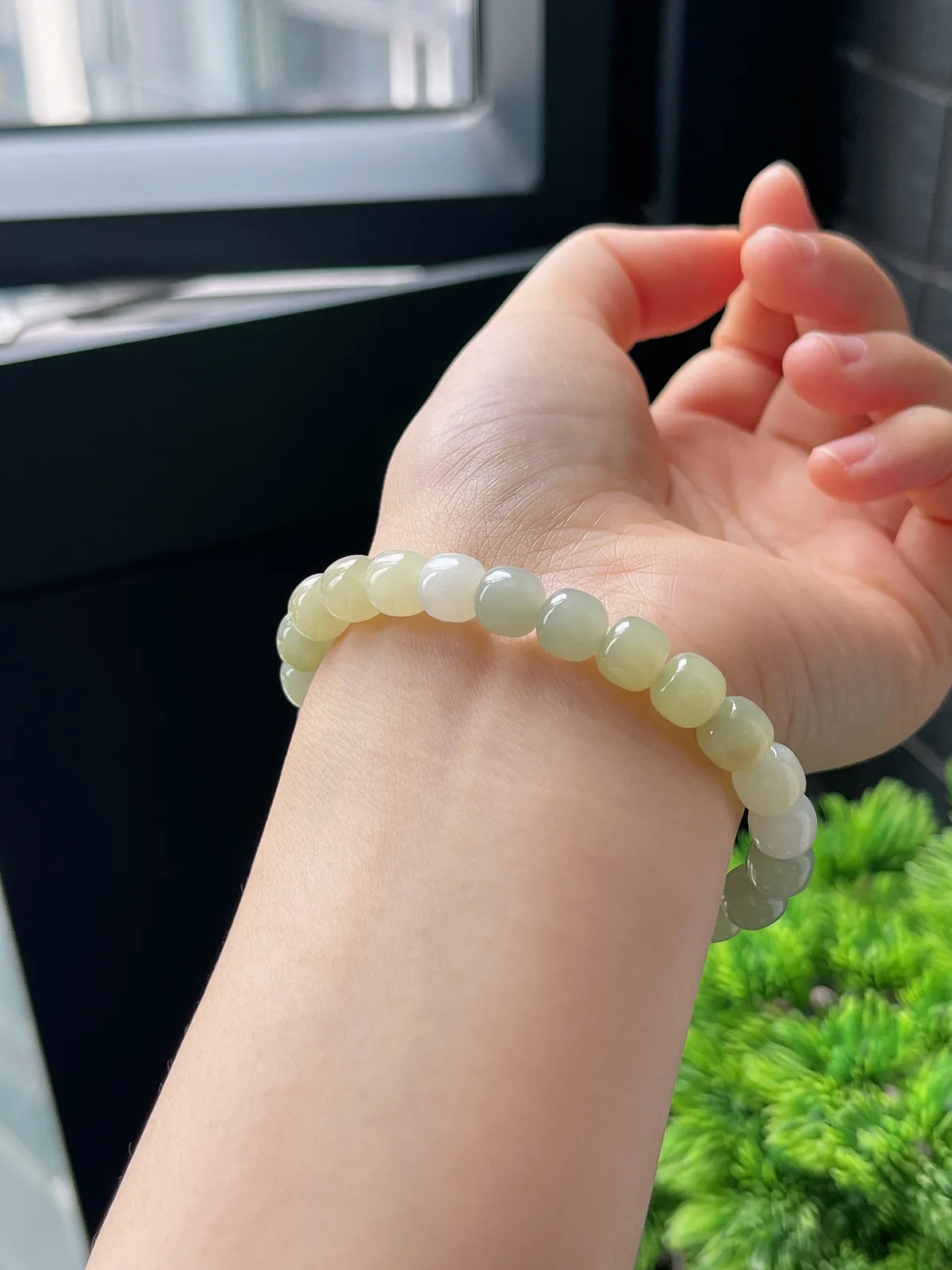 和田玉晴水多宝桶珠手串7.8mm