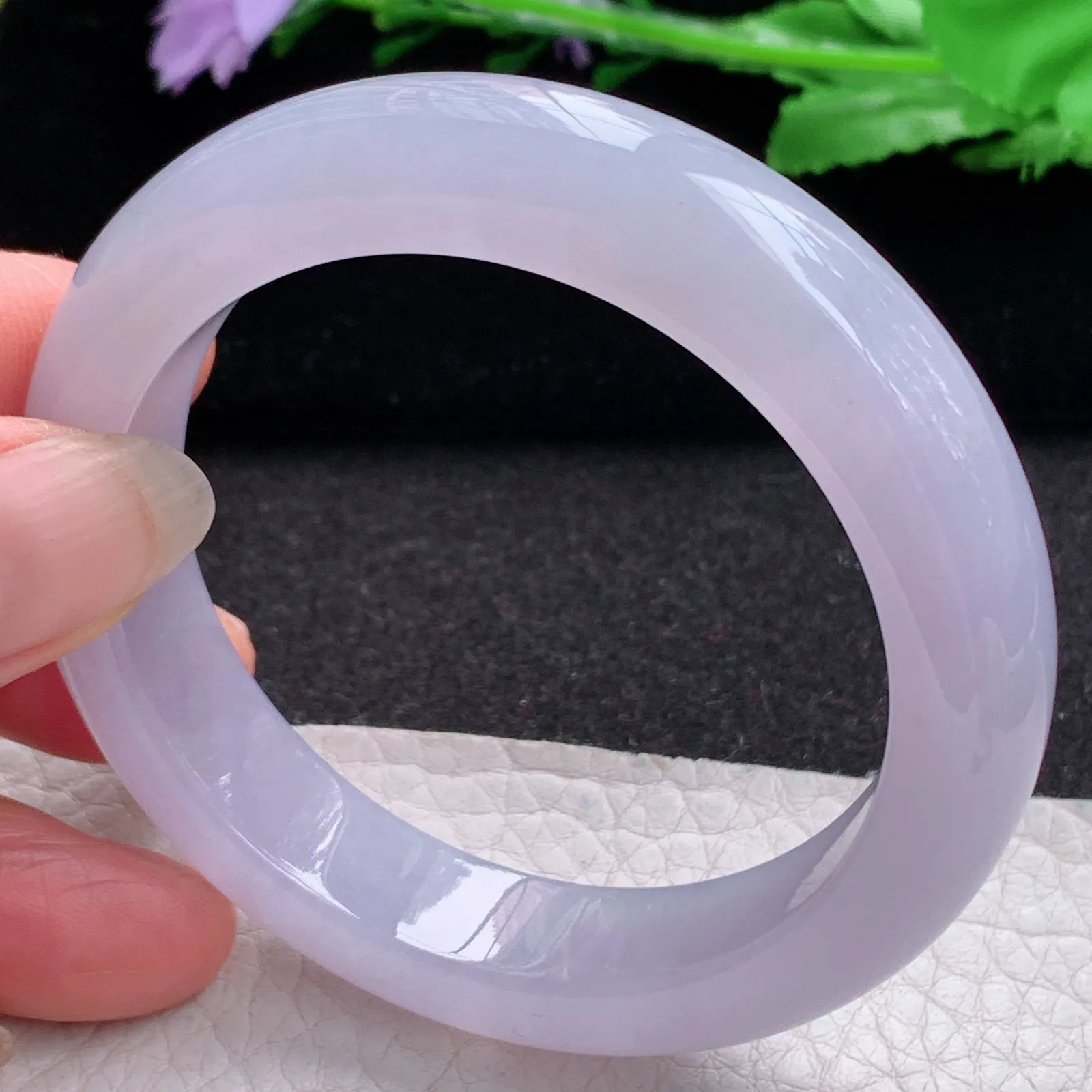 xo实拍53*12.5*9平安镯 缅甸翡翠a货玉手镯冰紫厚装宽边玉手环