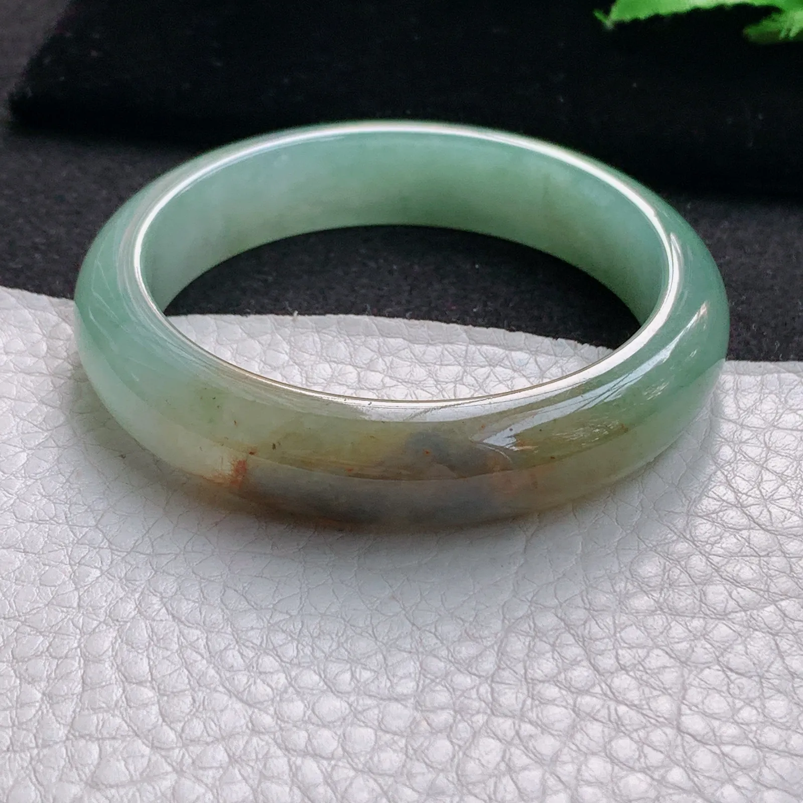 h实拍55*12.8*7.8平安镯 缅甸翡翠a货玉手镯冰胶文艺复古宽边玉手环