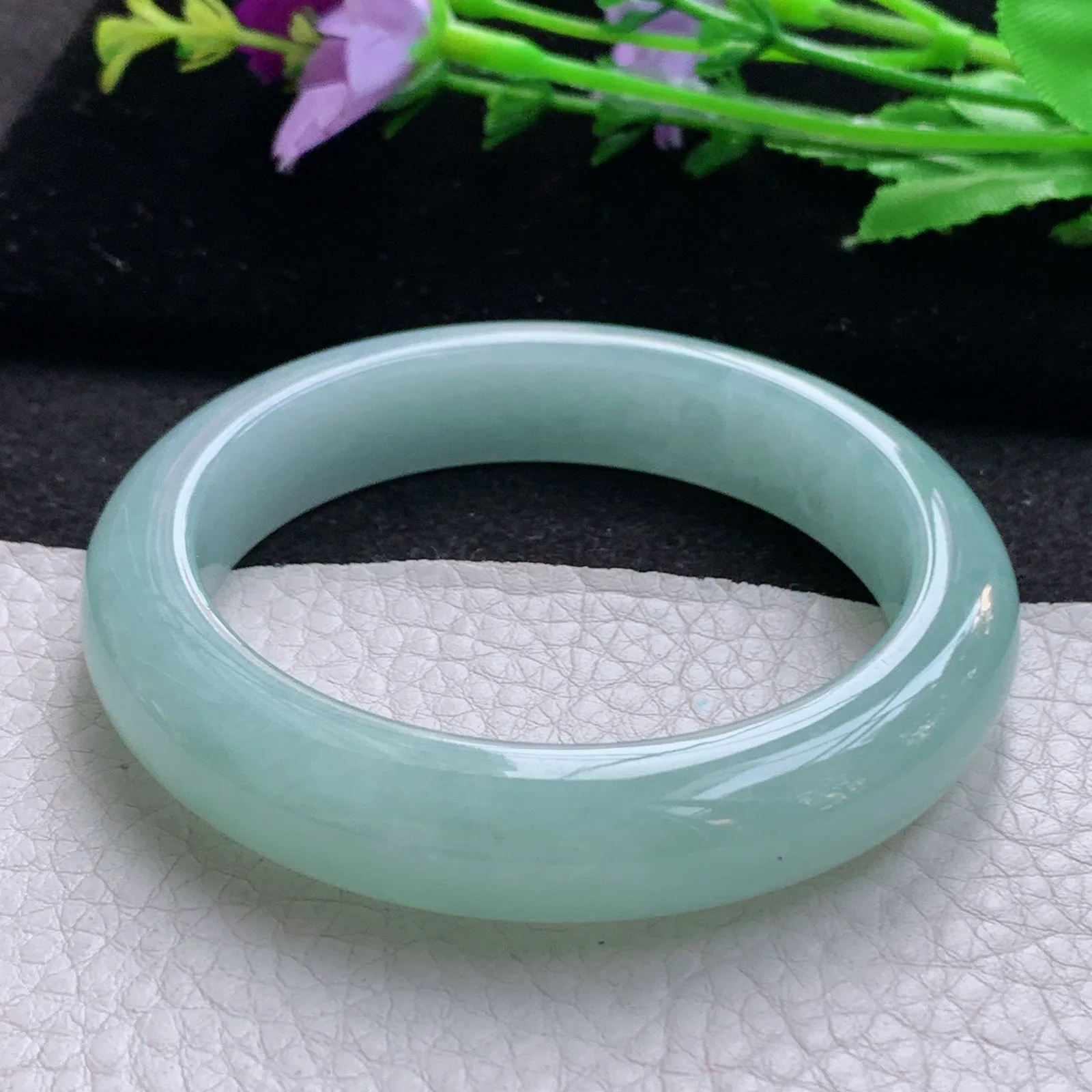 hf实拍55*12.3*8.8平安镯 缅甸翡翠a货玉手镯冰晴宽边玉手环