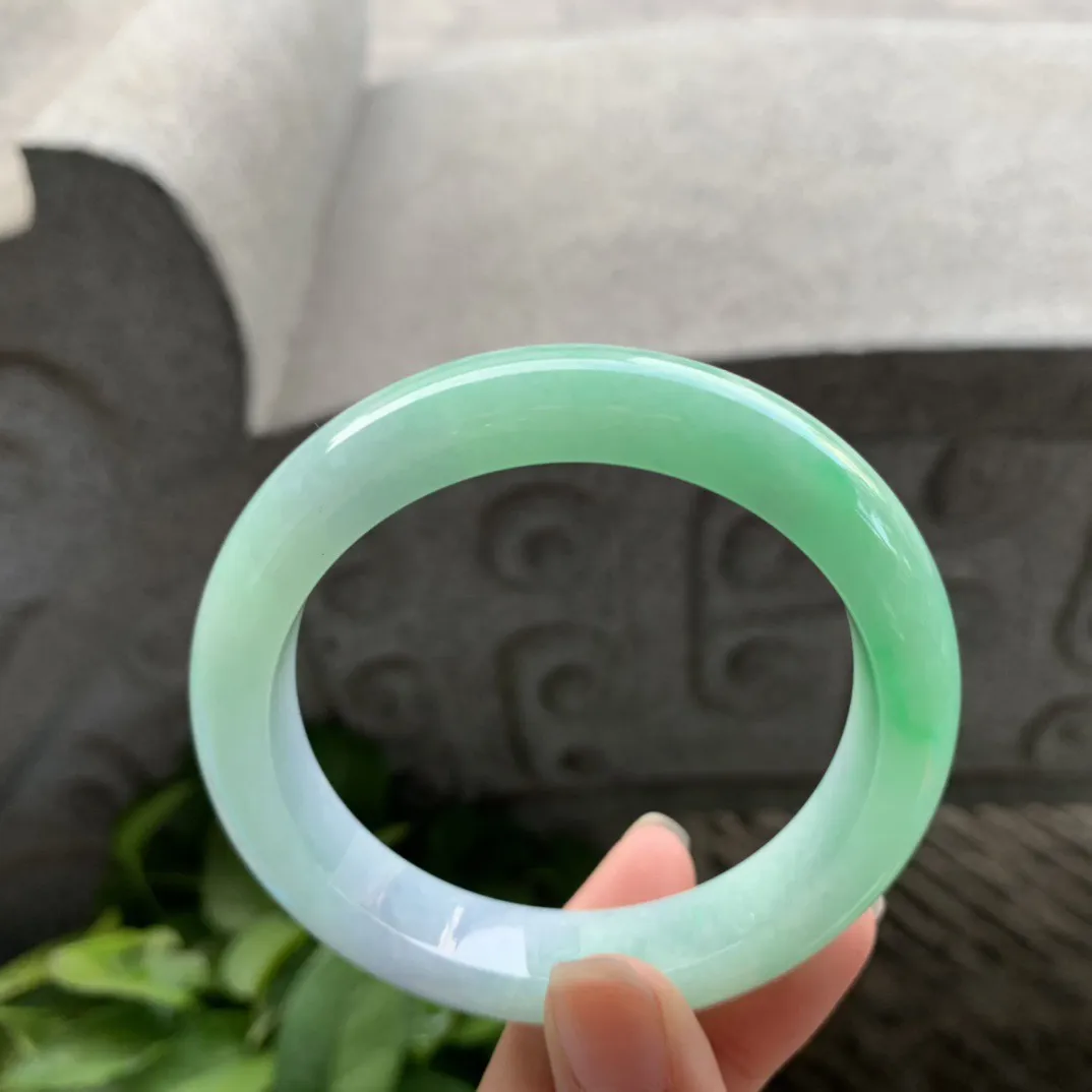 圈口 57.4-12.5-9【阳绿正圈手镯】正圈57 58可戴