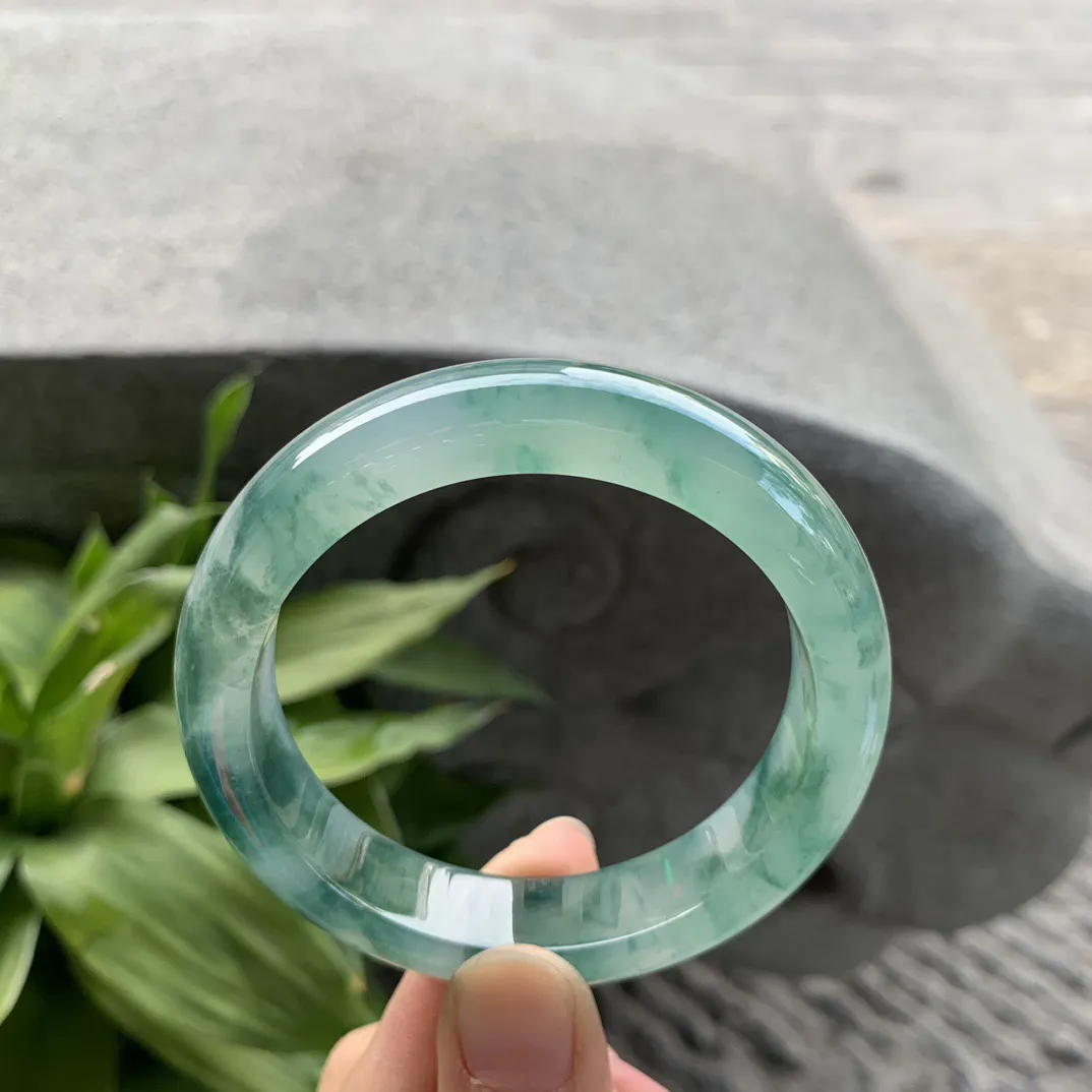 圈口55-13-8.7 【冰种飘花正圈手镯】正圈55 56可戴