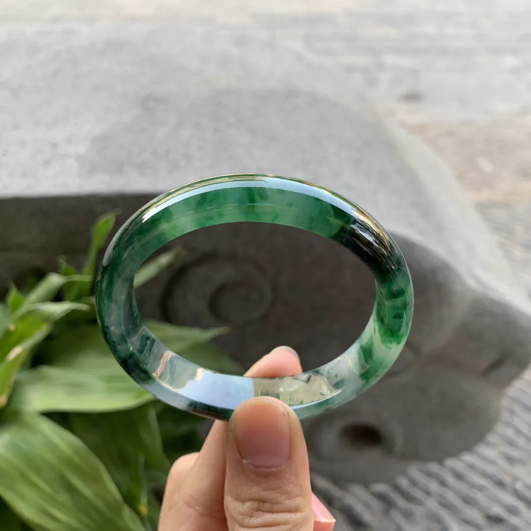 圈口 54.8-49.2-12.8-6.8【水墨绿贵妃手镯】贵妃54 55可戴