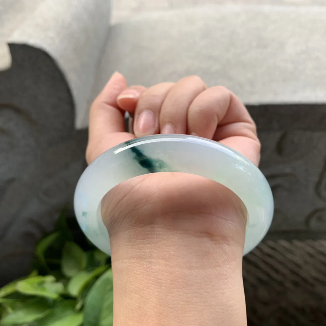 圈口 57.4-12.7-9.8【高冰飘花正圈手镯】正圈57 58可戴