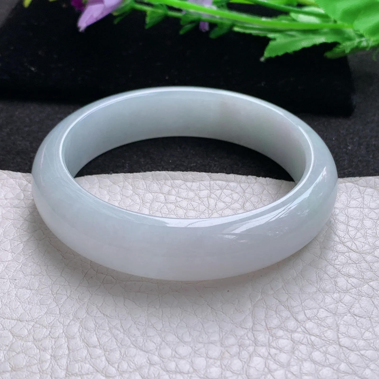 nr实拍57*14.3*8.6平安镯 缅甸翡翠a货玉手镯白月光宽边玉手环