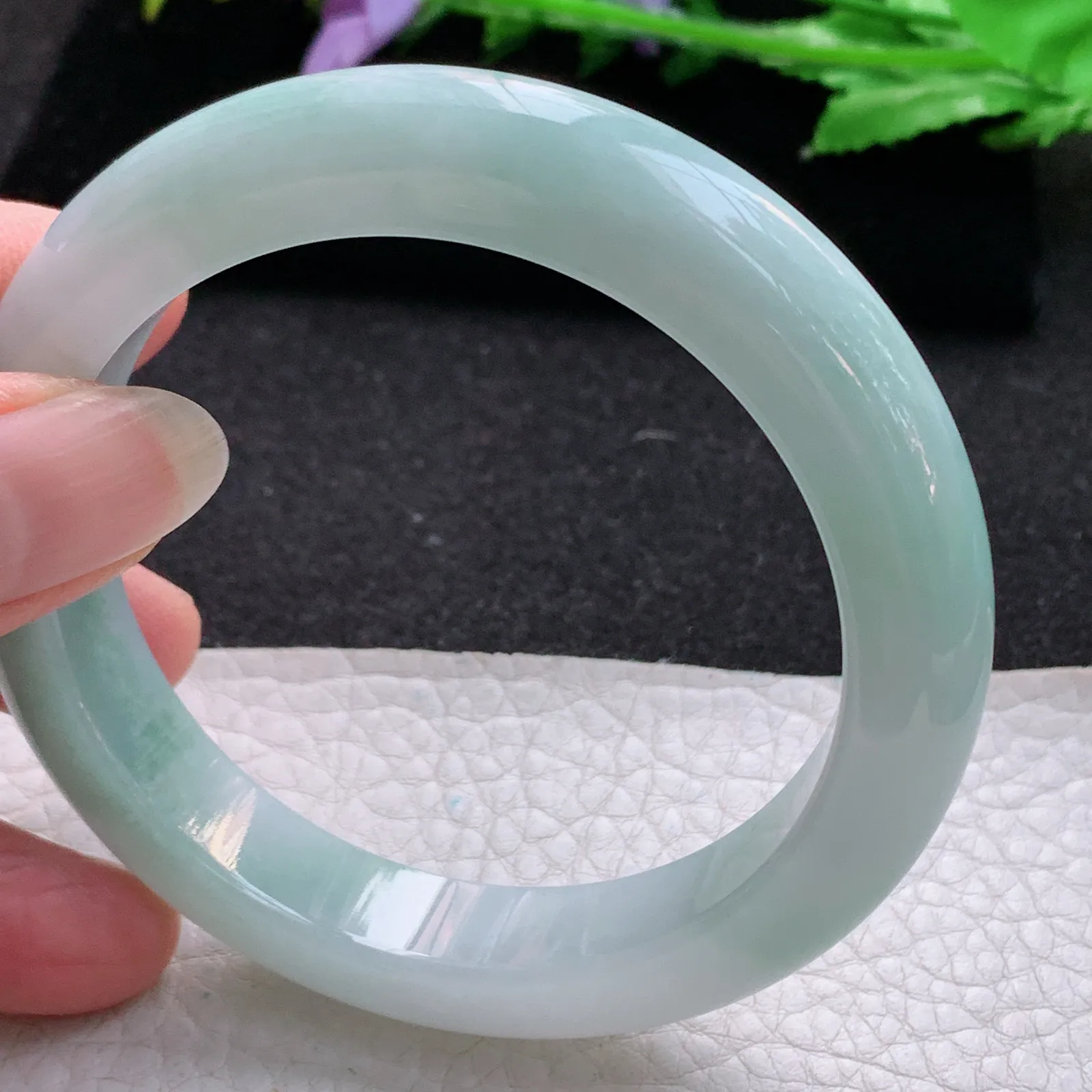 ss实拍58*12.2*9.5平安镯 缅甸翡翠a货玉手镯胶感清新厚装宽边玉手环