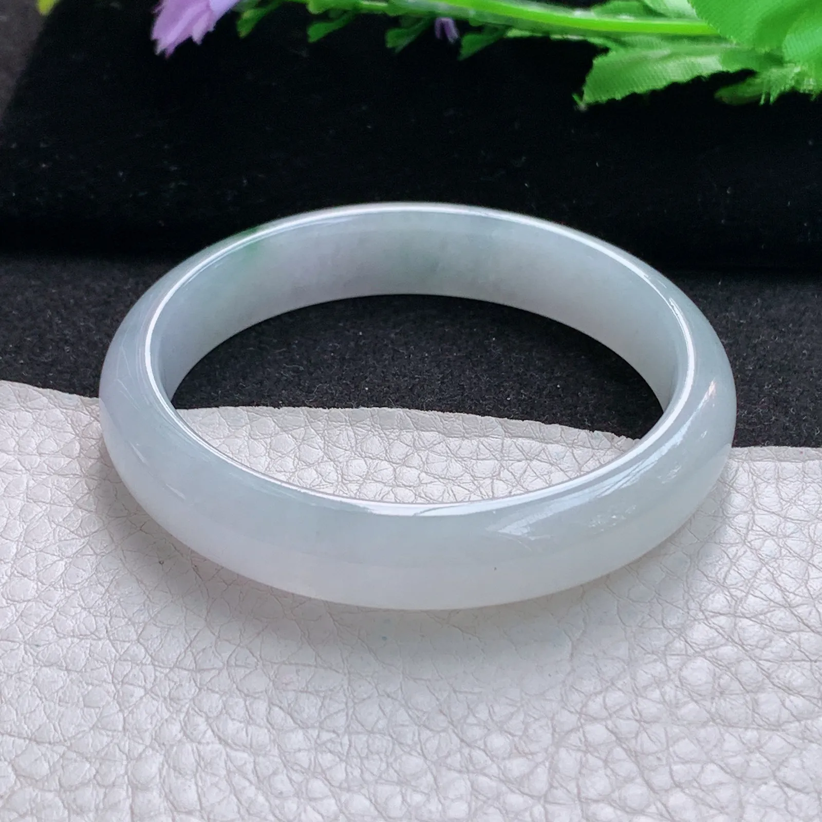 ay实拍55*11.8*7平安镯 缅甸翡翠a货玉手镯清爽飘花宽边玉手环