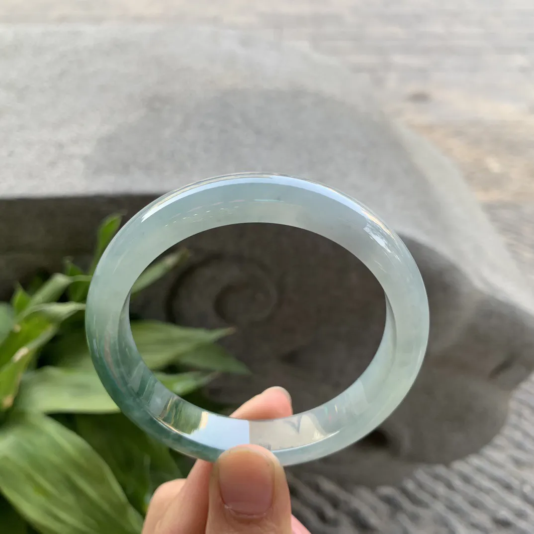 圈口57.8-12.5-7.8 【冰瓜绿正圈手镯】正圈57 58可戴