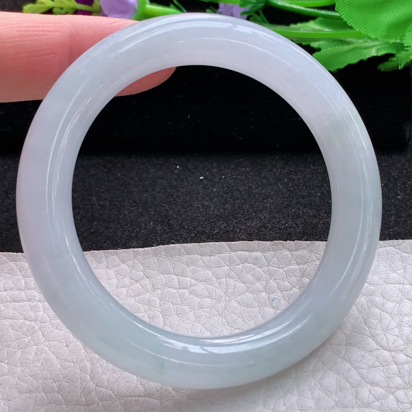 nr实拍54*10美人镯 缅甸翡翠a货玉手镯冰纯秀气圆条玉手环