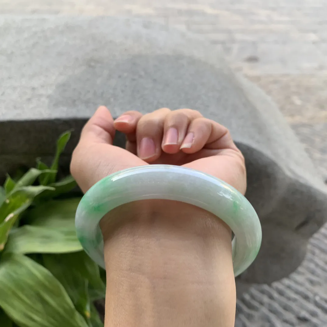 大圈口60.2-12.5-10.2 【飘阳绿正圈手镯】正圈60 61可戴