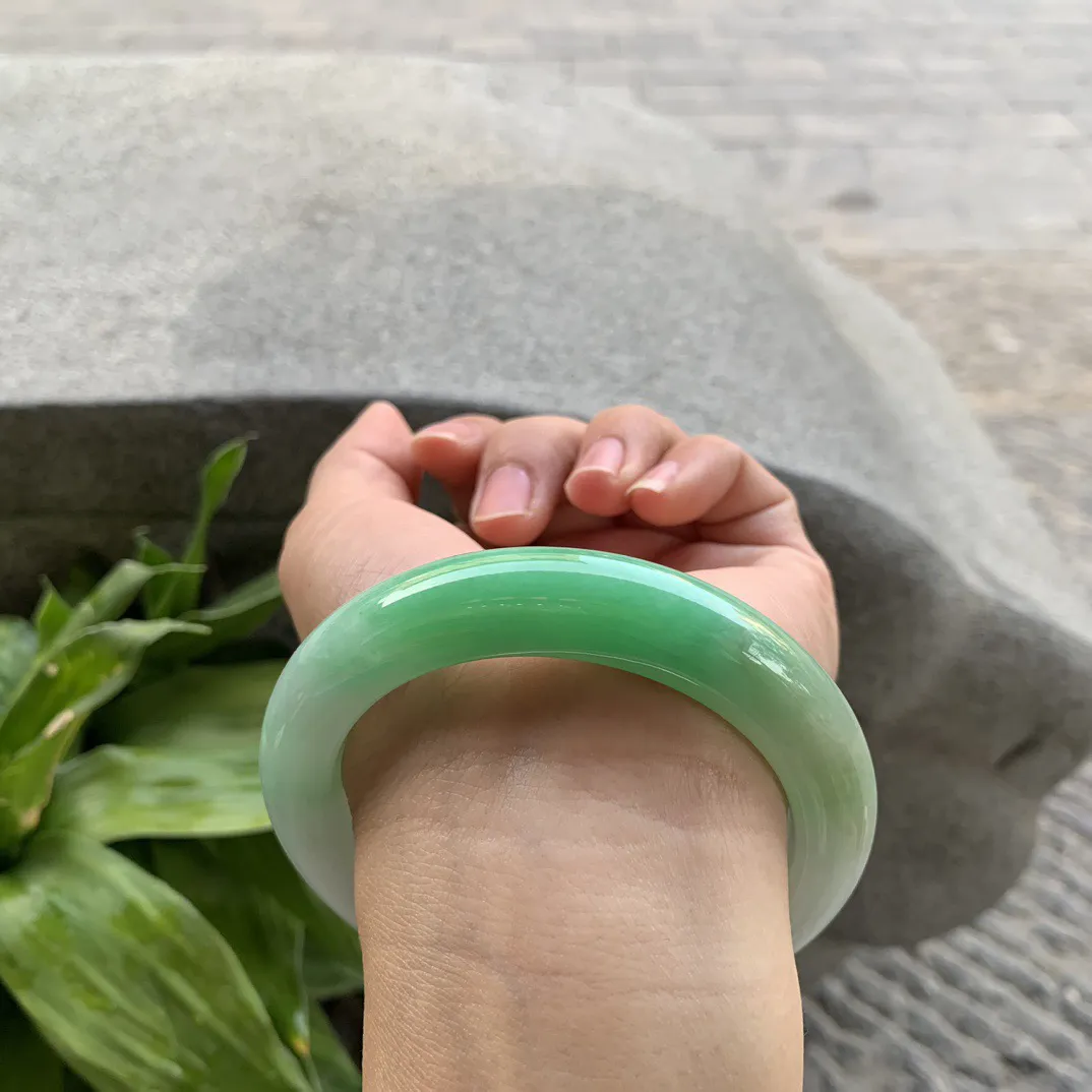 大圈口58.6-12-10.5 【黄加绿正圈手镯】正圈58 59可戴