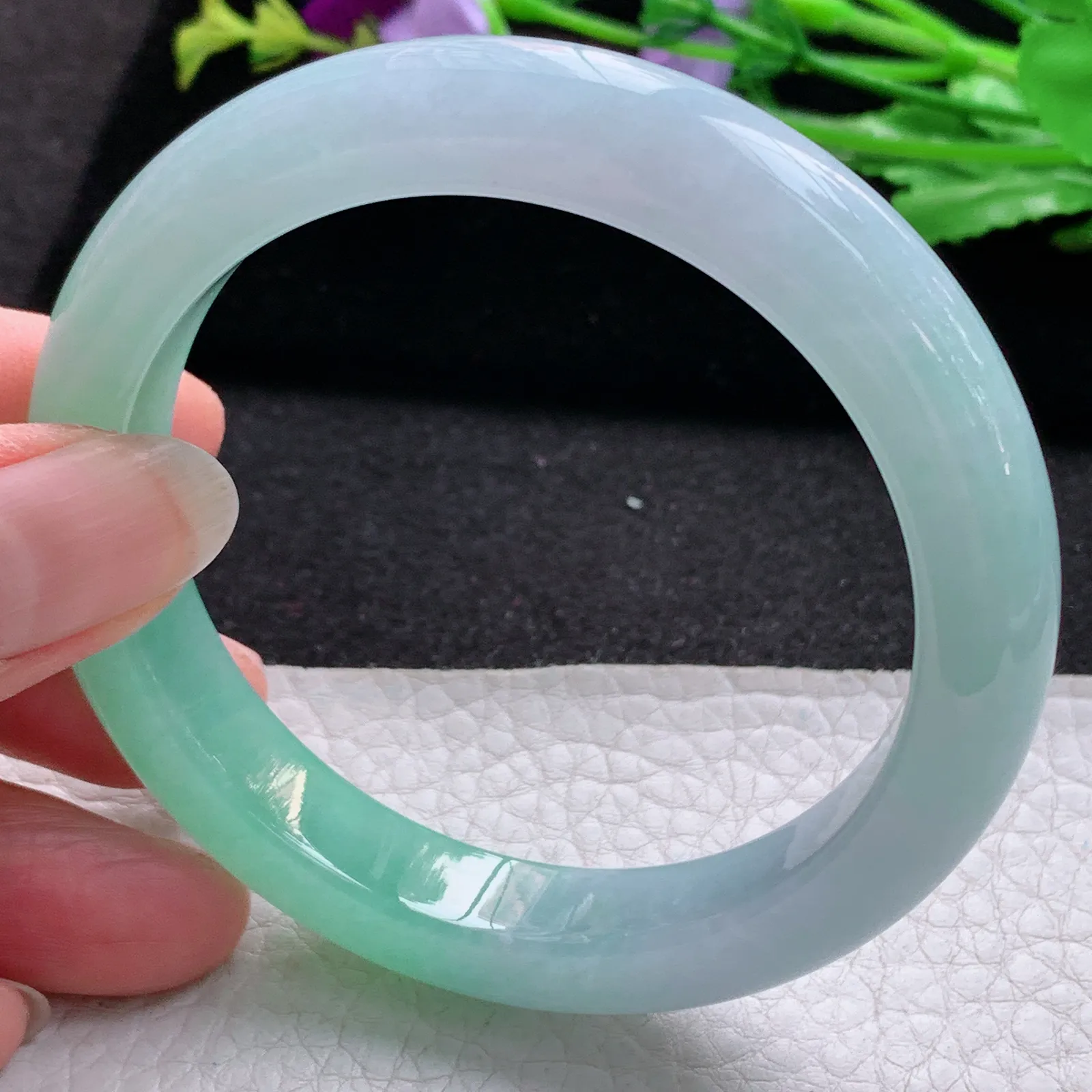 hf收藏级58*11.7*8.8平安镯 缅甸翡翠a货玉手镯冰双彩宽边玉手环