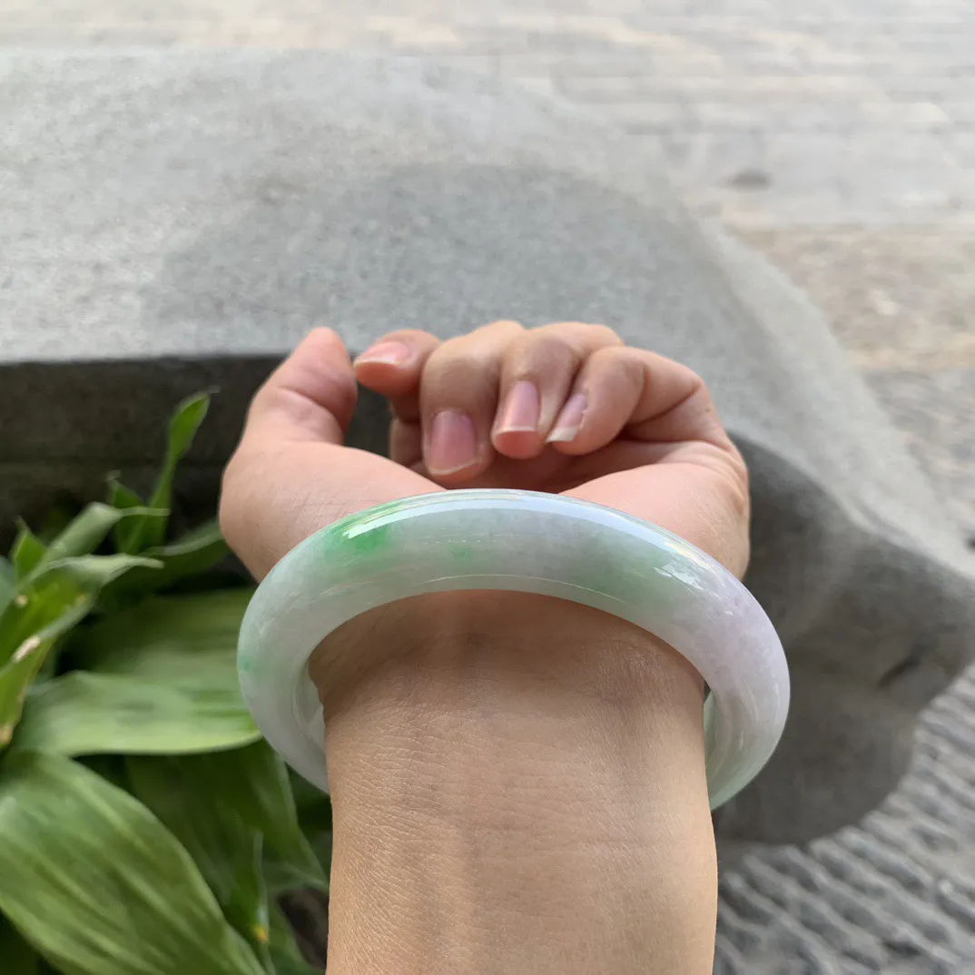 大圈口60.2-12.5-10.2 【飘阳绿正圈手镯】正圈60 61可戴