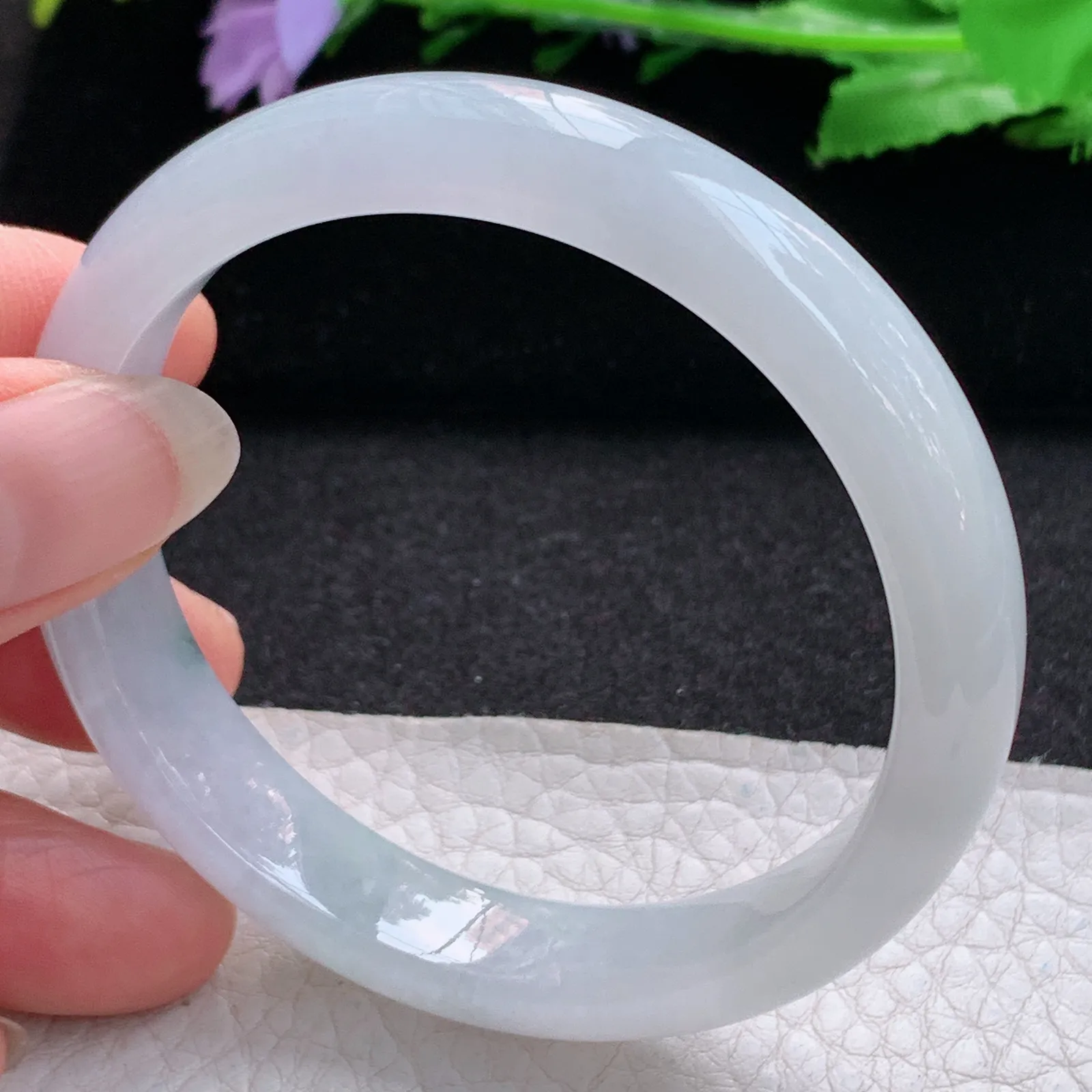 ay实拍55*11.8*7平安镯 缅甸翡翠a货玉手镯清爽飘花宽边玉手环