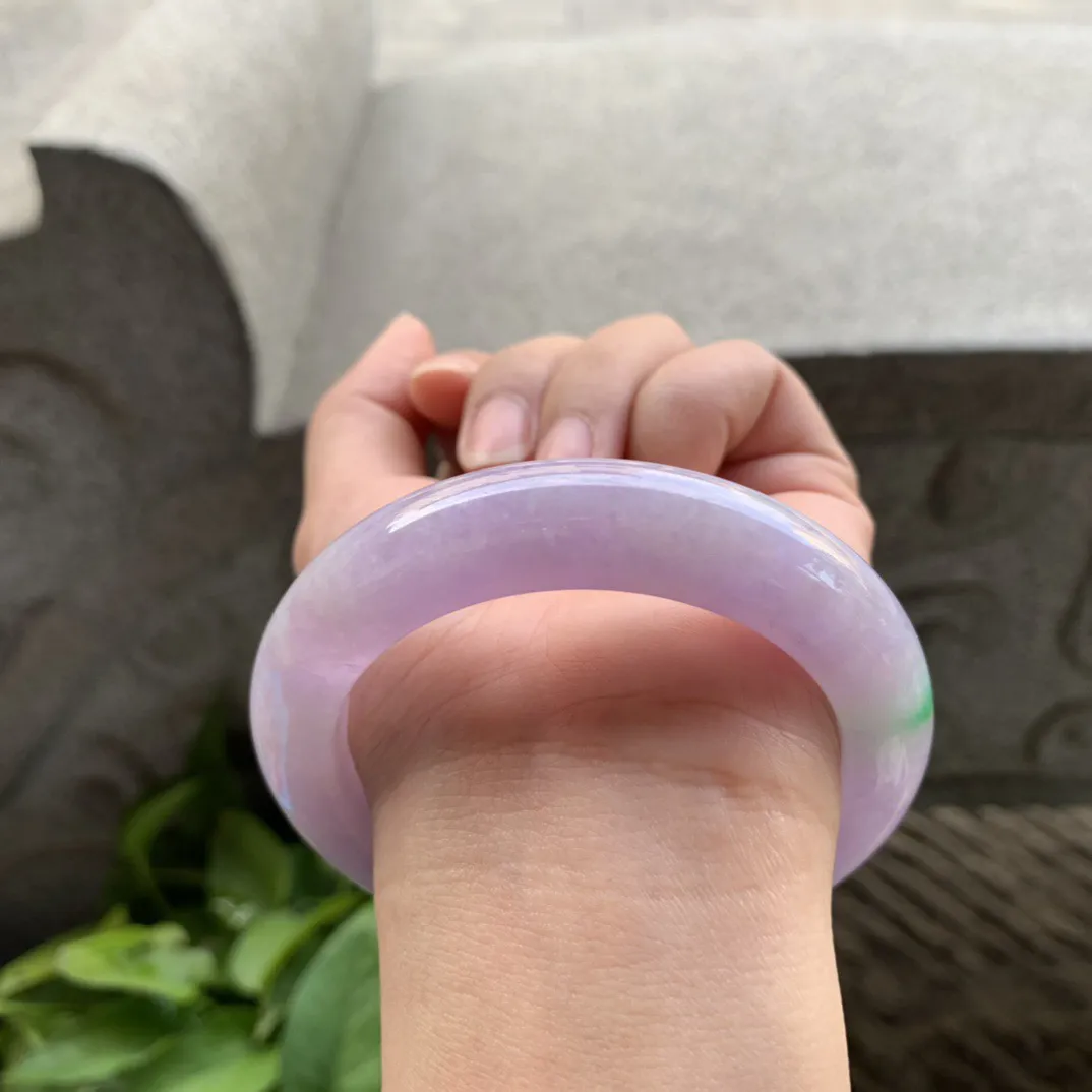 圈口55.7-12.7-10.4 【紫底飘绿正圈手镯】正圈55 56可戴