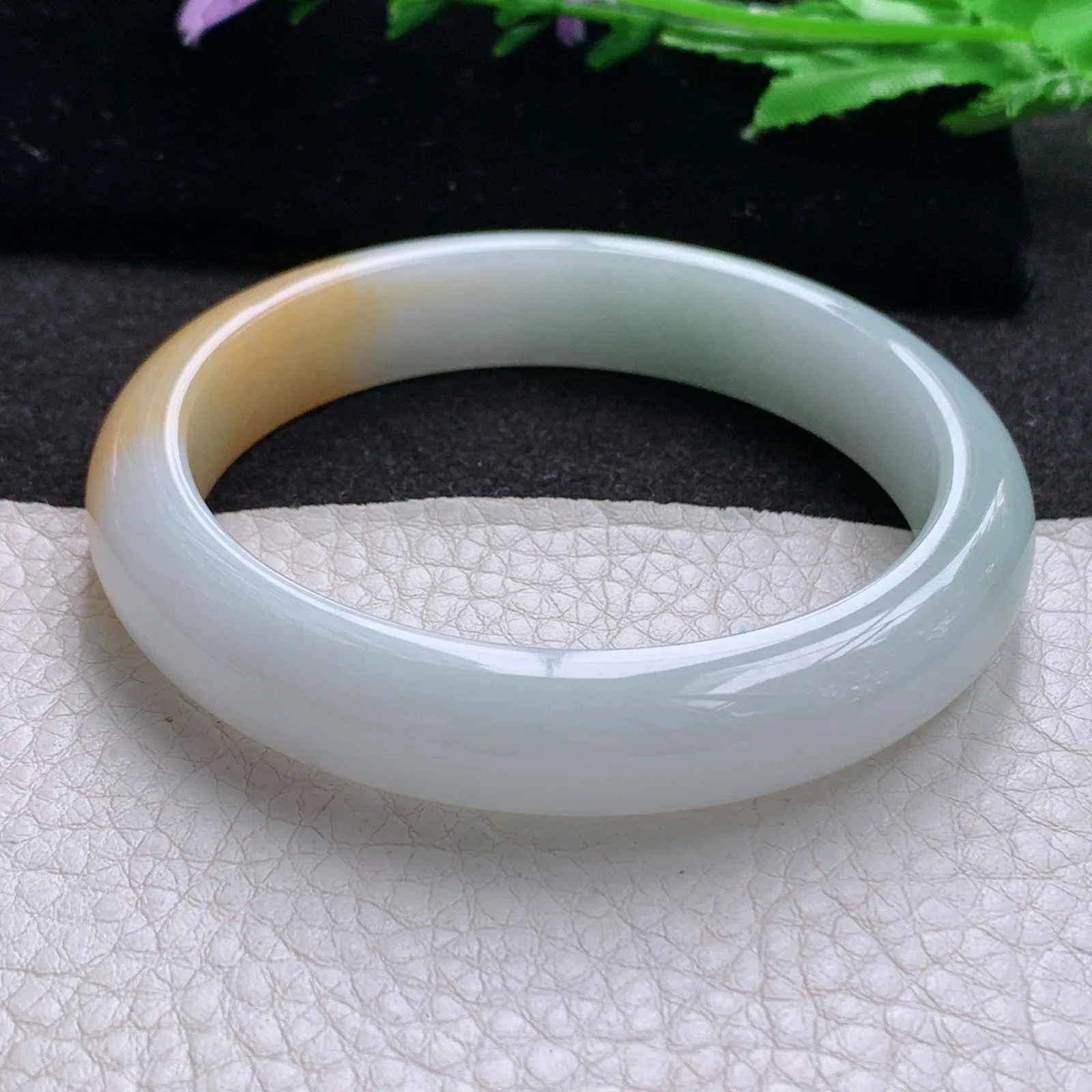 nr实拍58*12*8平安镯 缅甸翡翠a货玉手镯双彩宽边玉手环