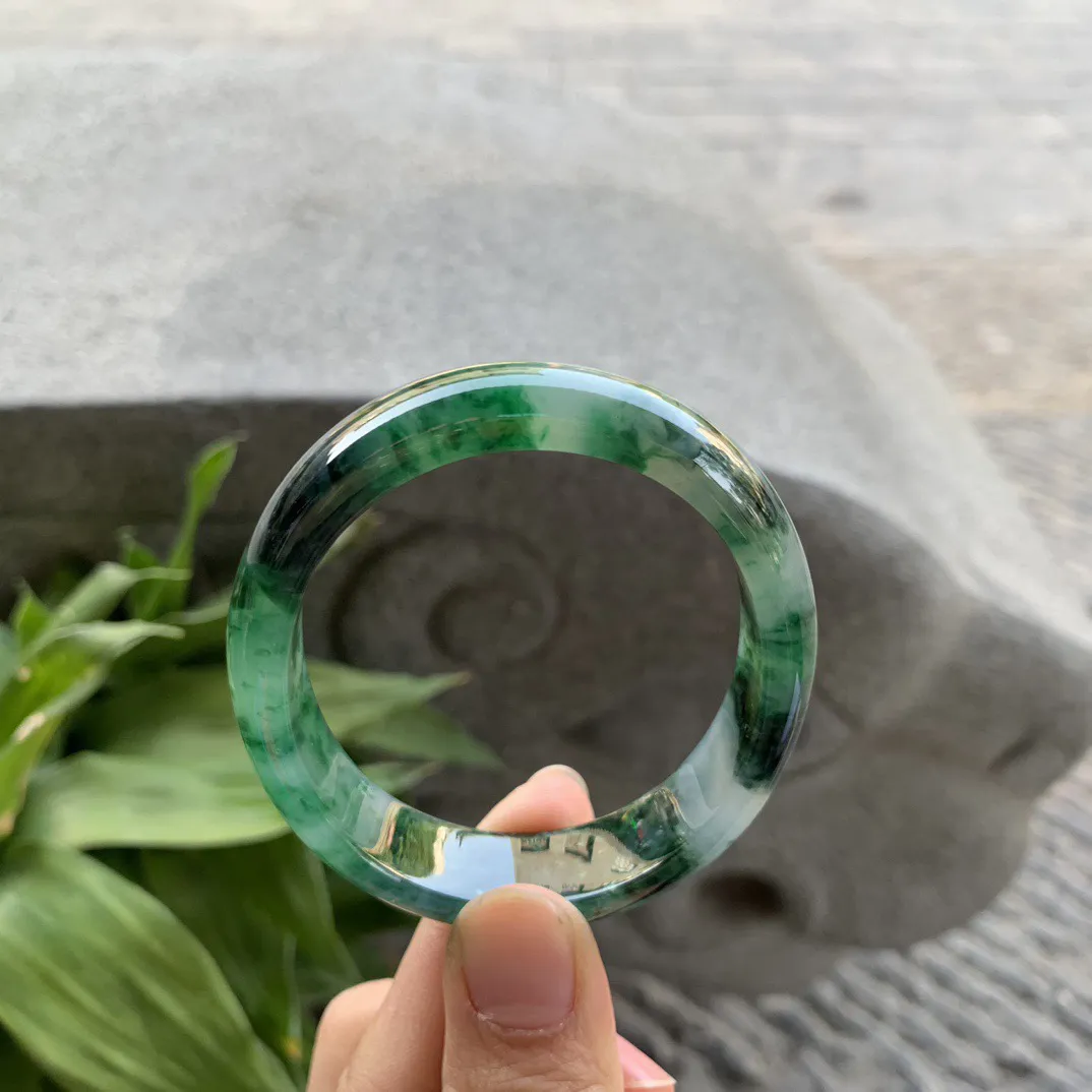 圈口 54.8-49.2-12.8-6.8【水墨绿贵妃手镯】贵妃54 55可戴