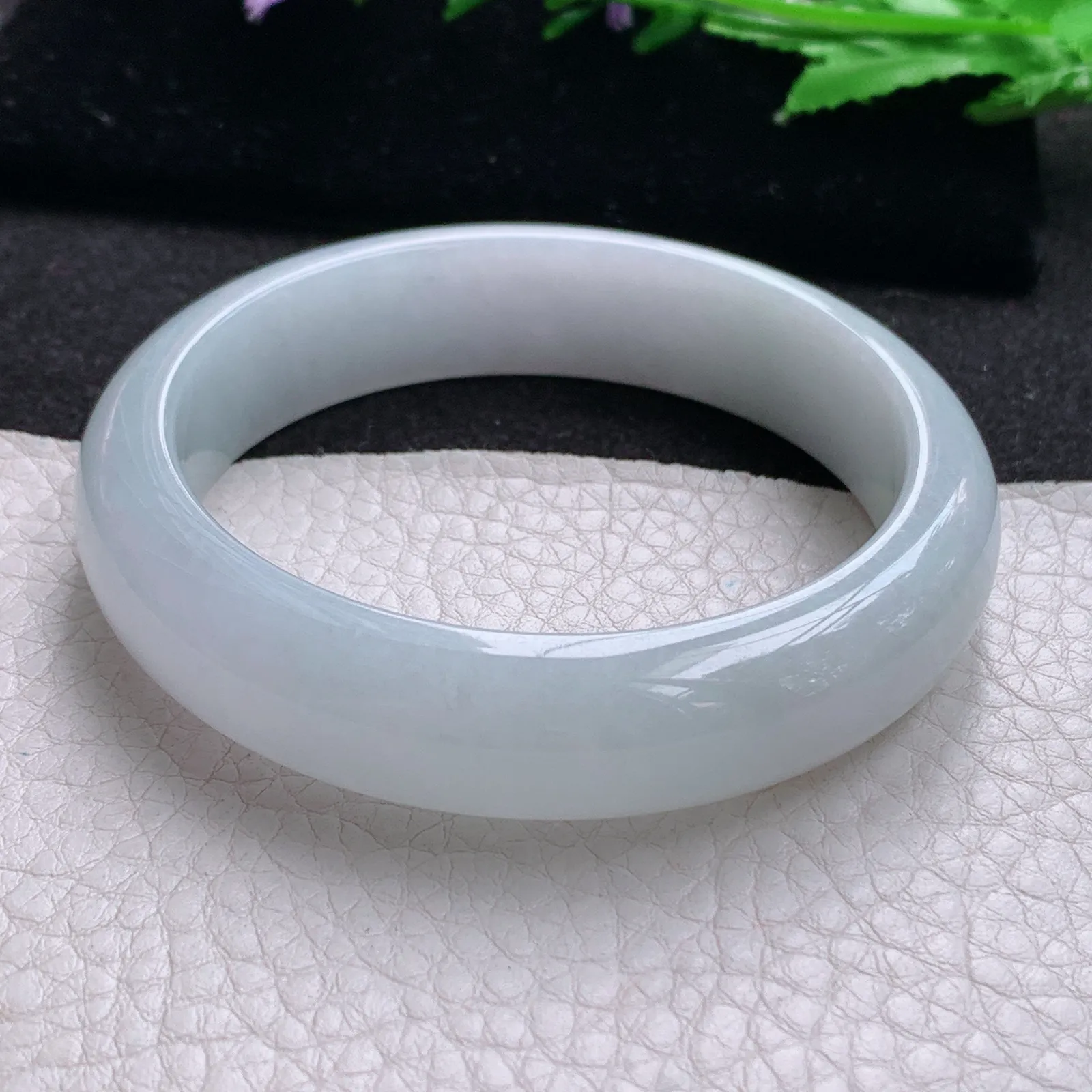 nr实拍57*14.3*8.6平安镯 缅甸翡翠a货玉手镯白月光宽边玉手环