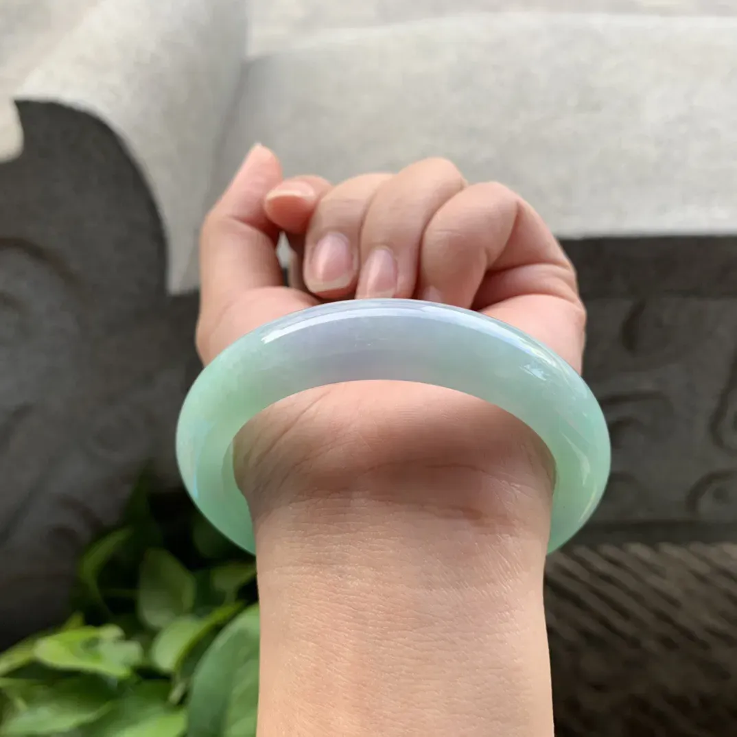 圈口 57.4-12.5-9【阳绿正圈手镯】正圈57 58可戴