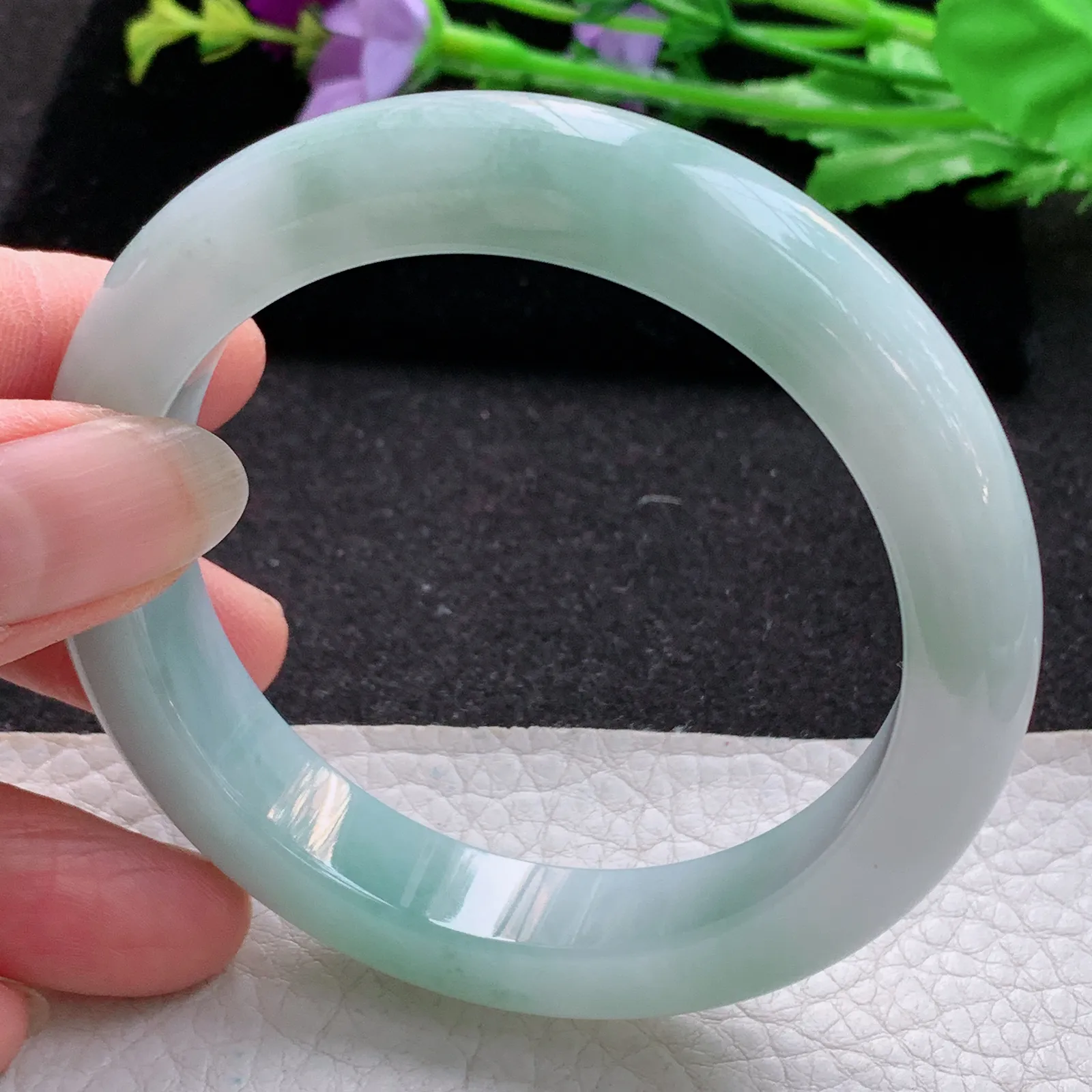 ss实拍58*12.2*9.5平安镯 缅甸翡翠a货玉手镯胶感清新厚装宽边玉手环