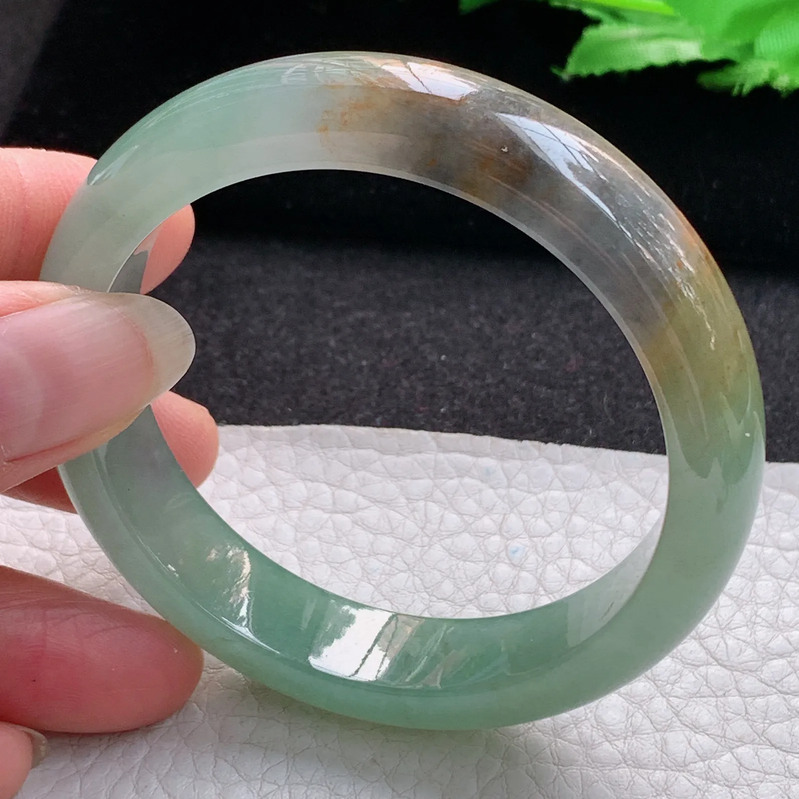h实拍55*12.8*7.8平安镯 缅甸翡翠a货玉手镯冰胶文艺复古宽边玉手环