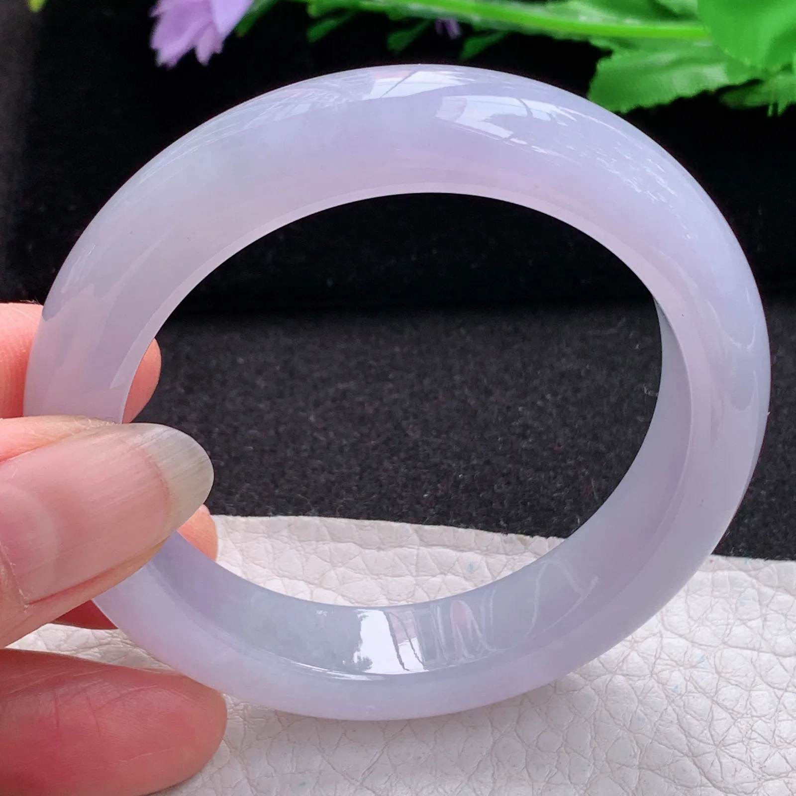 xo实拍53*12.5*9平安镯 缅甸翡翠a货玉手镯冰紫厚装宽边玉手环