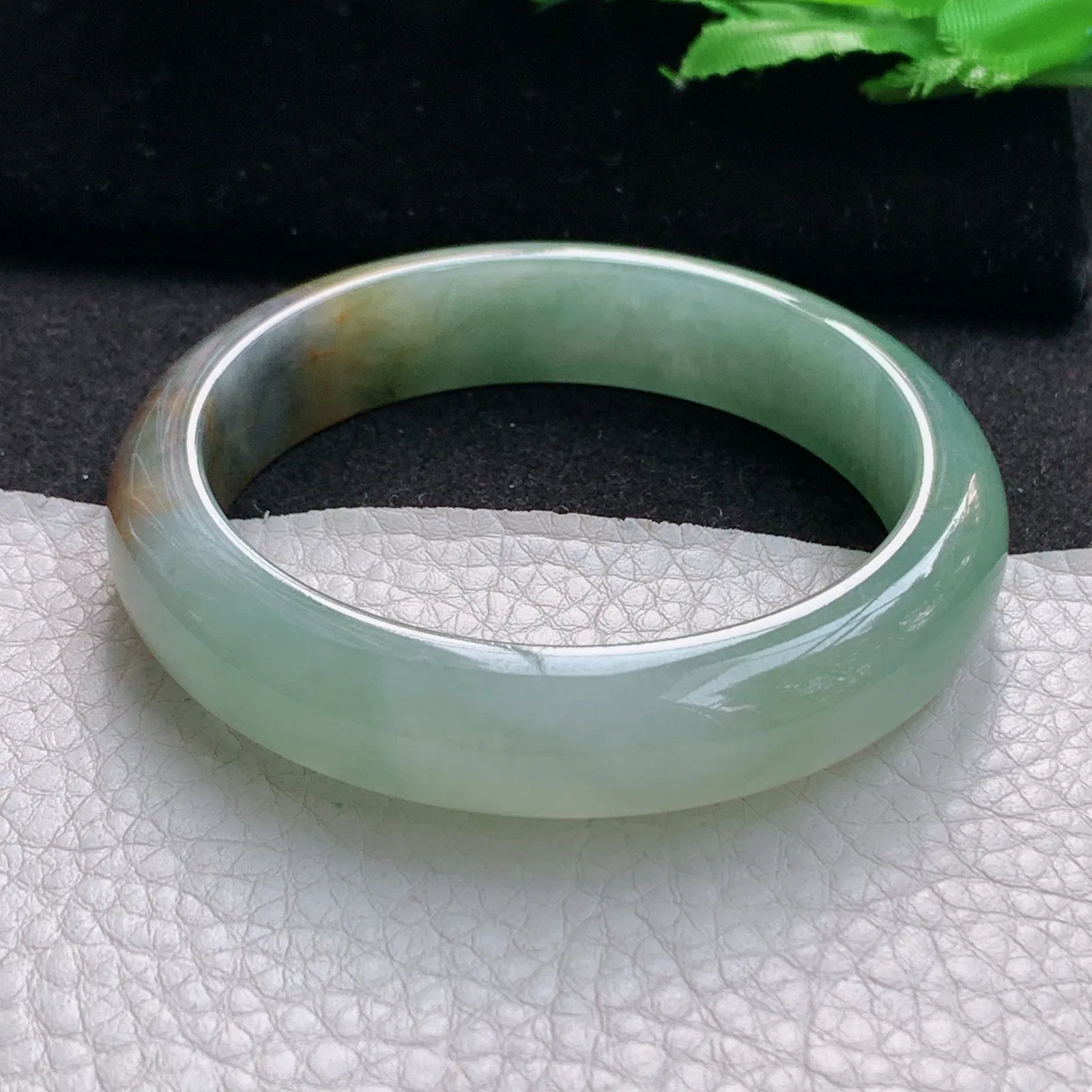 h实拍55*12.8*7.8平安镯 缅甸翡翠a货玉手镯冰胶文艺复古宽边玉手环