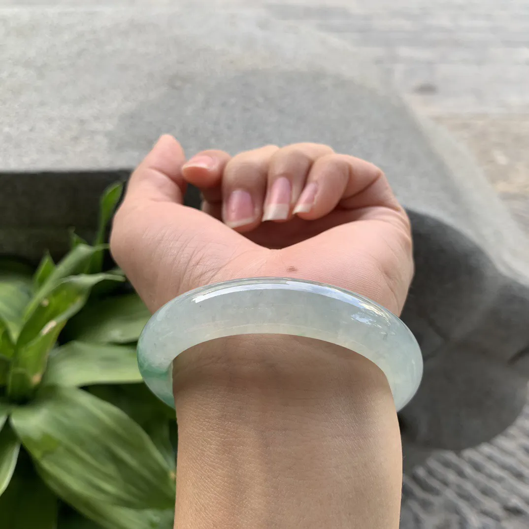 小圈口52.6-11.9-8.5 【冰飘绿正圈手镯】正圈52 53可戴