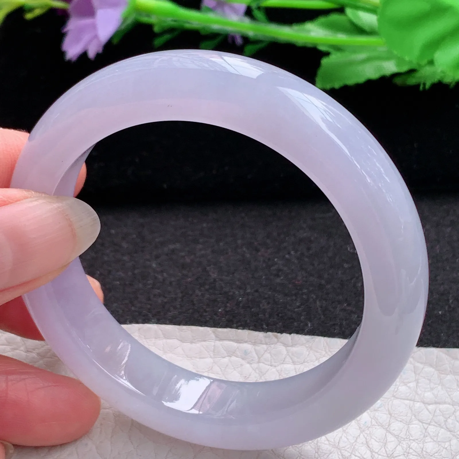 xo实拍53*12.5*9平安镯 缅甸翡翠a货玉手镯冰紫厚装宽边玉手环