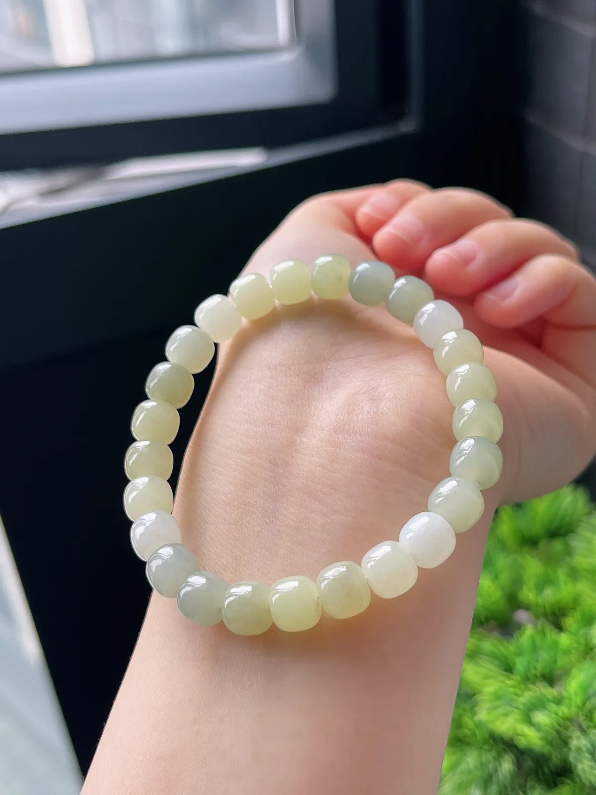 和田玉晴水多宝桶珠手串7.8mm