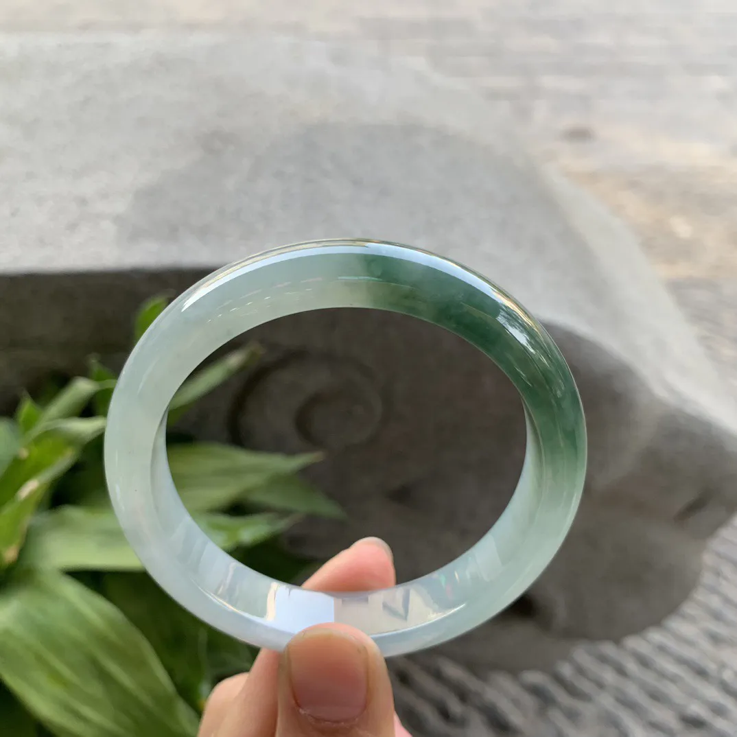 圈口57.8-12.5-7.8 【冰瓜绿正圈手镯】正圈57 58可戴