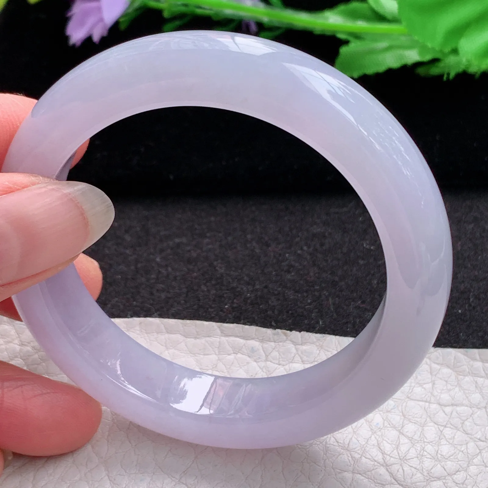 xo实拍53*12.5*9平安镯 缅甸翡翠a货玉手镯冰紫厚装宽边玉手环