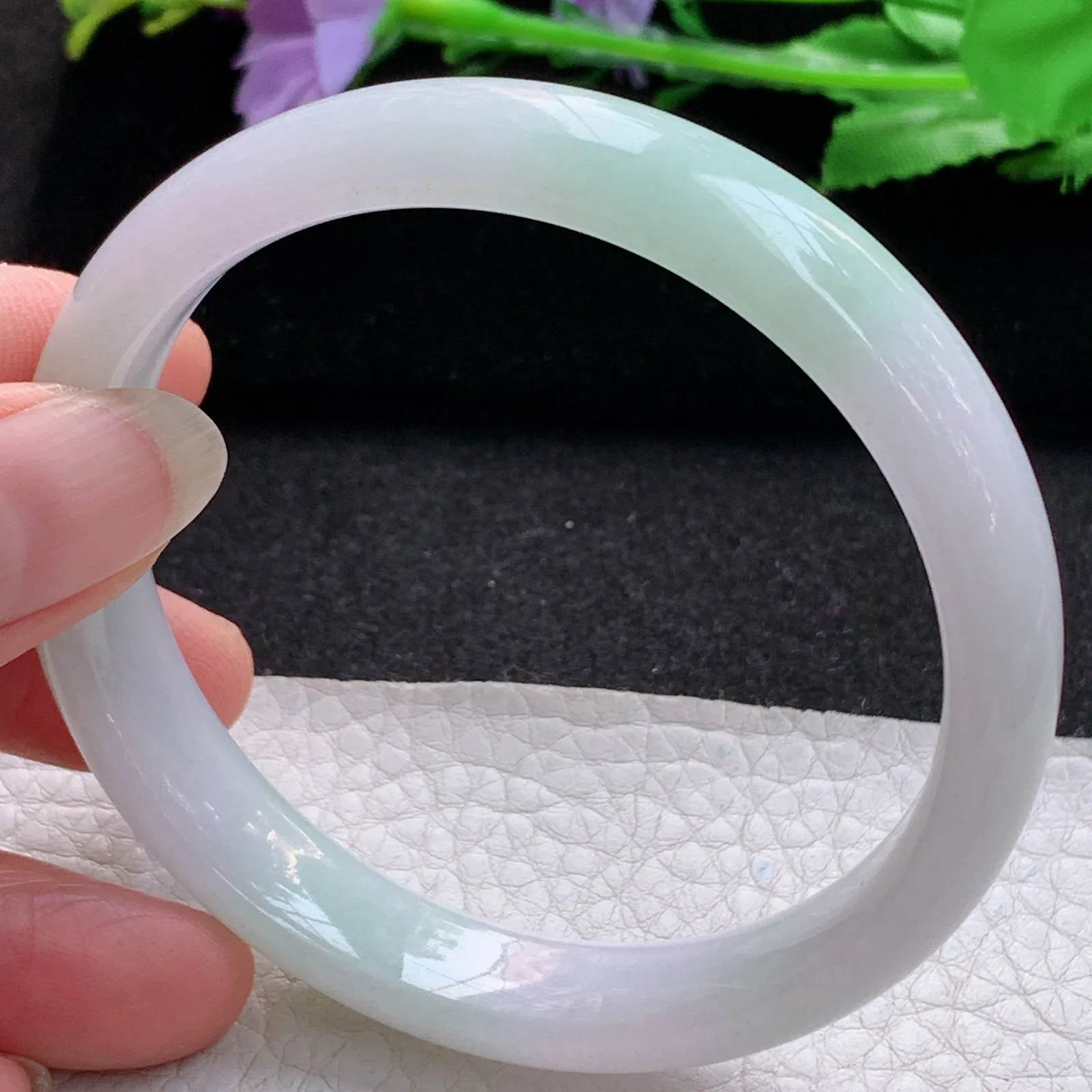 ss大圈口60*12.5*7平安镯 缅甸翡翠a货玉手镯洋春带彩宽边玉手环