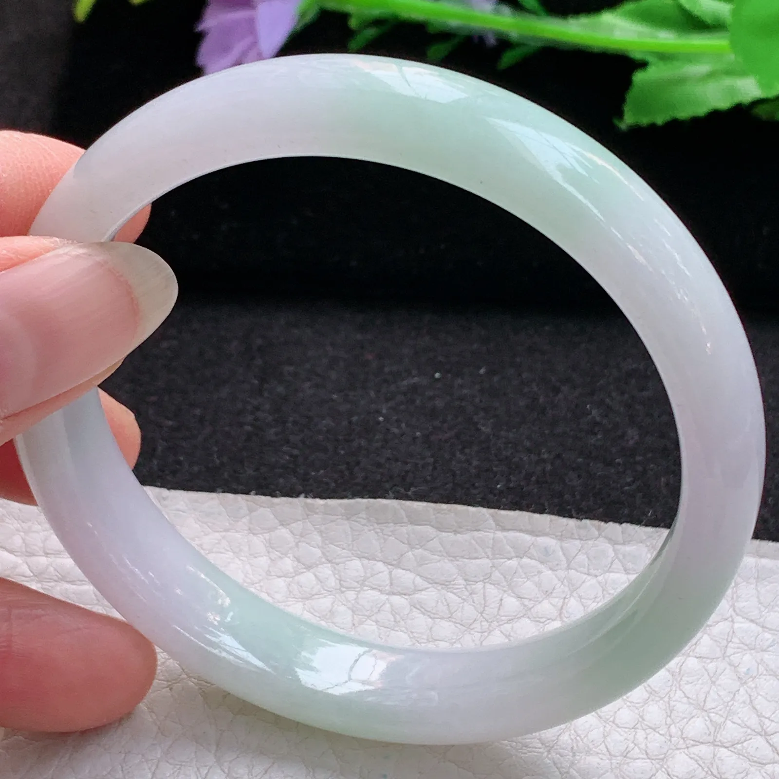 ss大圈口60*12.5*7平安镯 缅甸翡翠a货玉手镯洋春带彩宽边玉手环