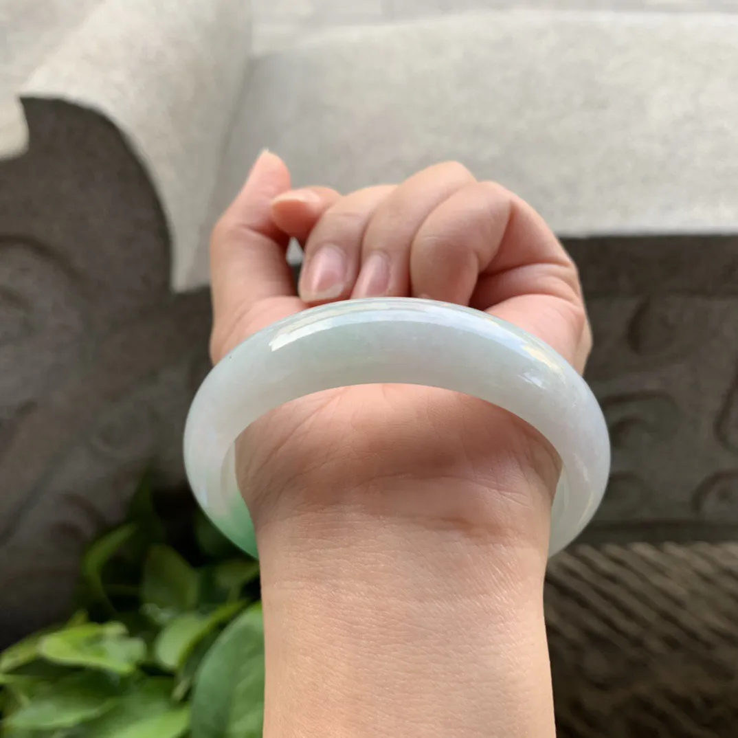 宽版大圈口59-15.7-7.8 【冰飘阳绿正圈手镯】正圈59 60可戴