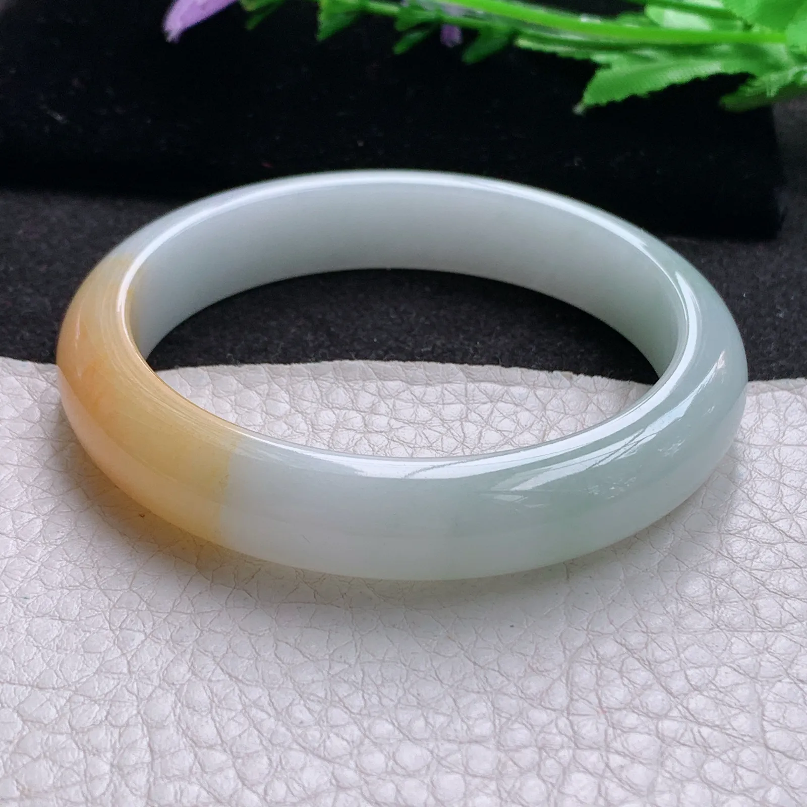 nr实拍58*12*8平安镯 缅甸翡翠a货玉手镯双彩宽边玉手环