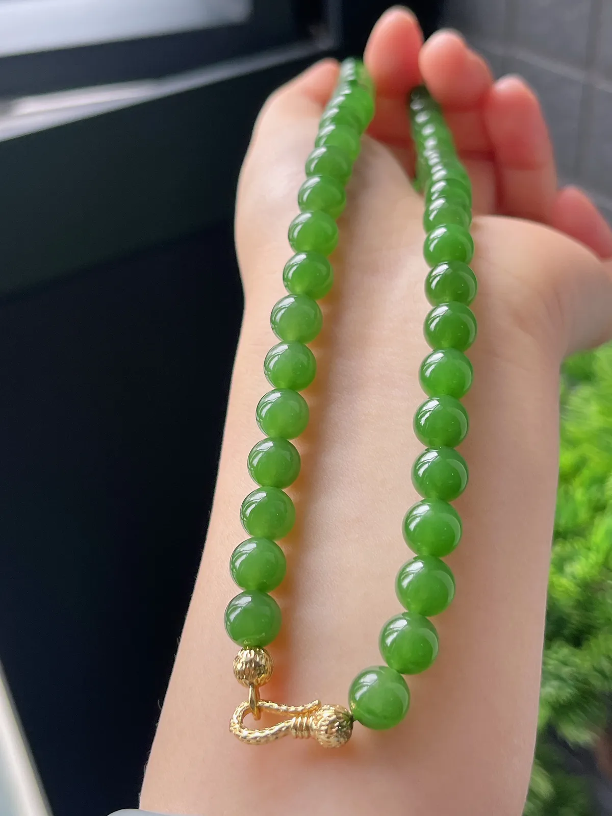 和田玉碧玉精品珠串8mm