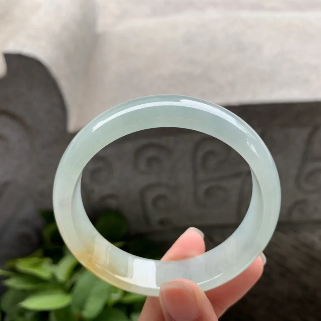 宽版大圈口58.5-15.5-6.8 【冰黄翡正圈手镯】正圈58 59可戴